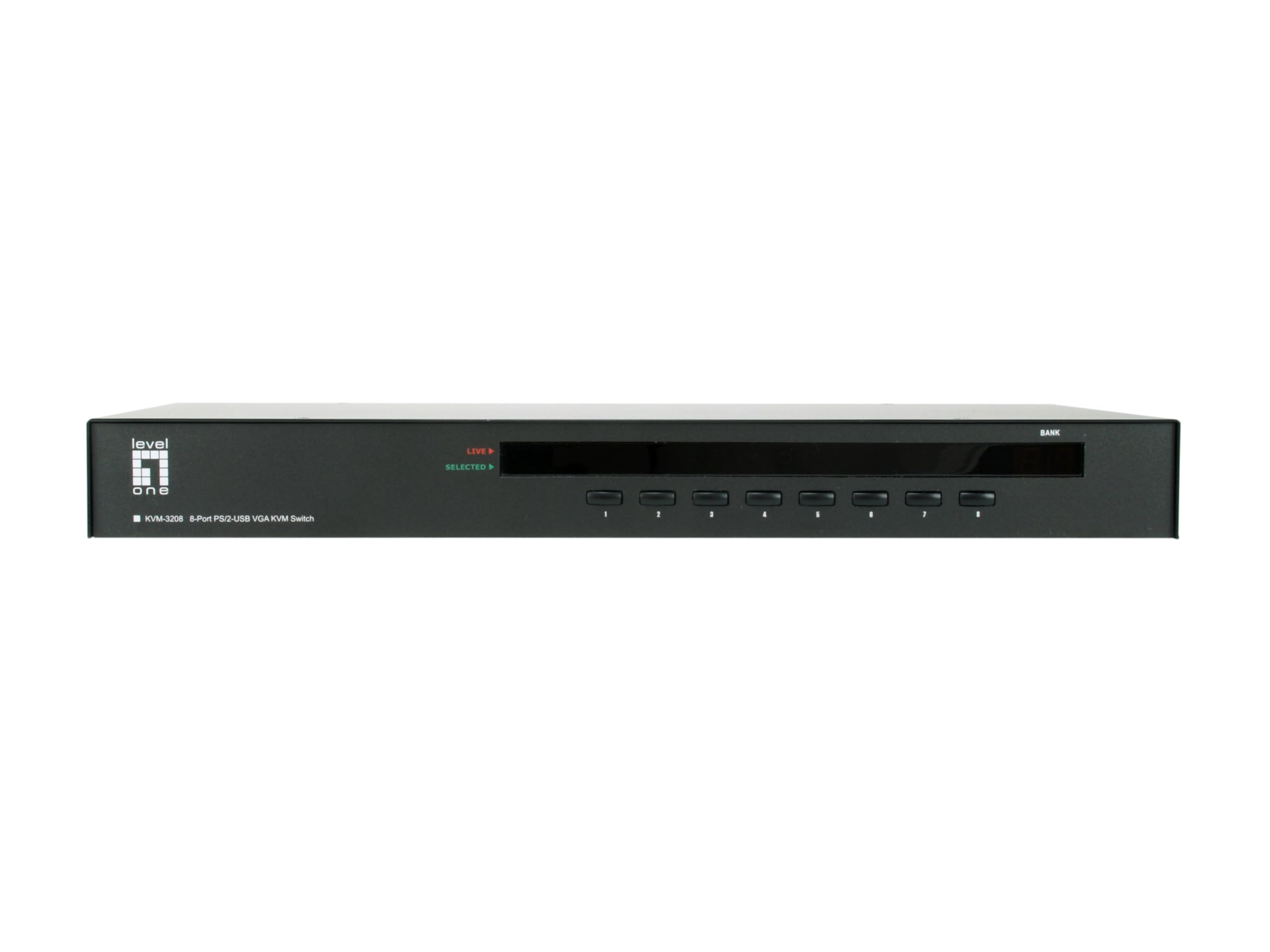 LevelOne KVM-3208 8-Port PS/2 & USB VGA KVM Switch for Server Rack & Multi-Computer Control - Ideal for Data Centers, IT Labs & Office Workstations