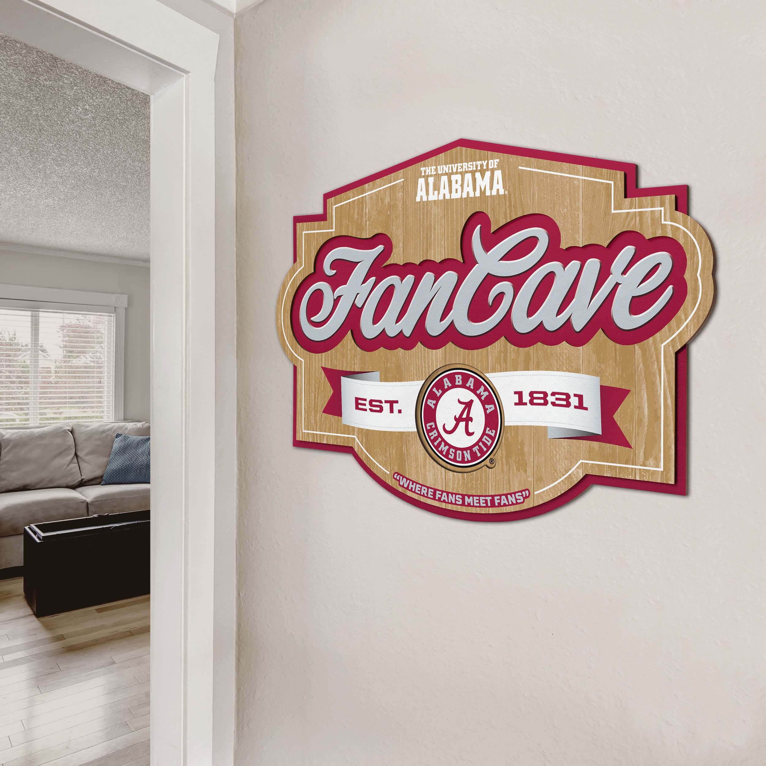 YouTheFan NCAA College Sports Team Logo Fan Cave Sign - Perfect for Game Room, Man Cave & Sports Bar Decor