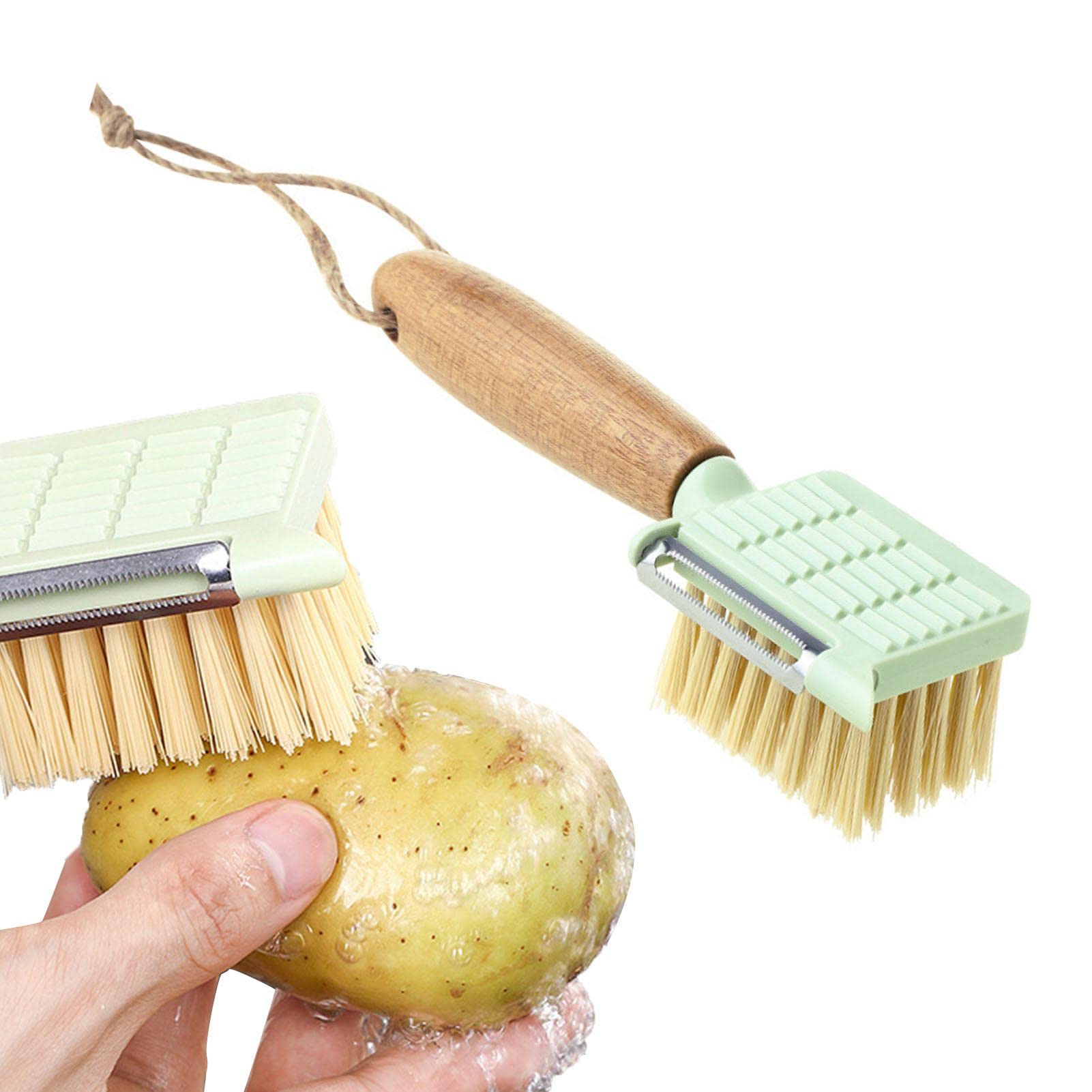 3 Pack Vegetable and Fruit Cleaning Brushes - Efficient Kitchen Scrubber for Potatoes, Carrots, Apples | Durable Food-Grade Cleaning Tools for Peeling, Washing Produce | Perfect for Organic Gardening, Meal Prep & Healthy Cooking