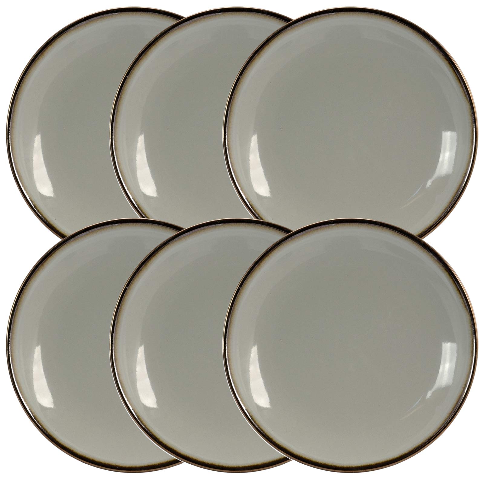 Elama 6-Piece Modern Round Dinnerware Set - Solid Light Gray Salad Plates for Everyday Dining, Parties & Entertaining