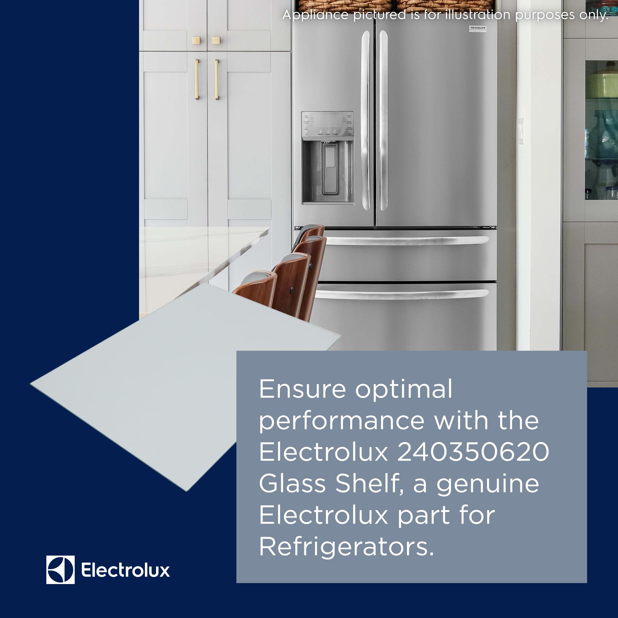 Electrolux 240350620 Replacement Glass Shelf for Refrigerators - Durable Fridge Shelf for Food Storage & Organization - Perfect for Kitchen, Pantry & Home Use