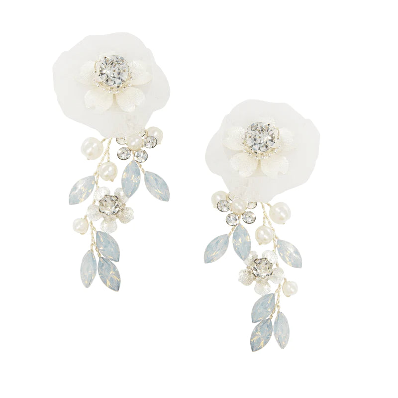 Elegant Floral Wedding Earrings with Swarovski Crystals & Freshwater Pearls - A9045 | Perfect for Bridal, Prom & Special Occasions