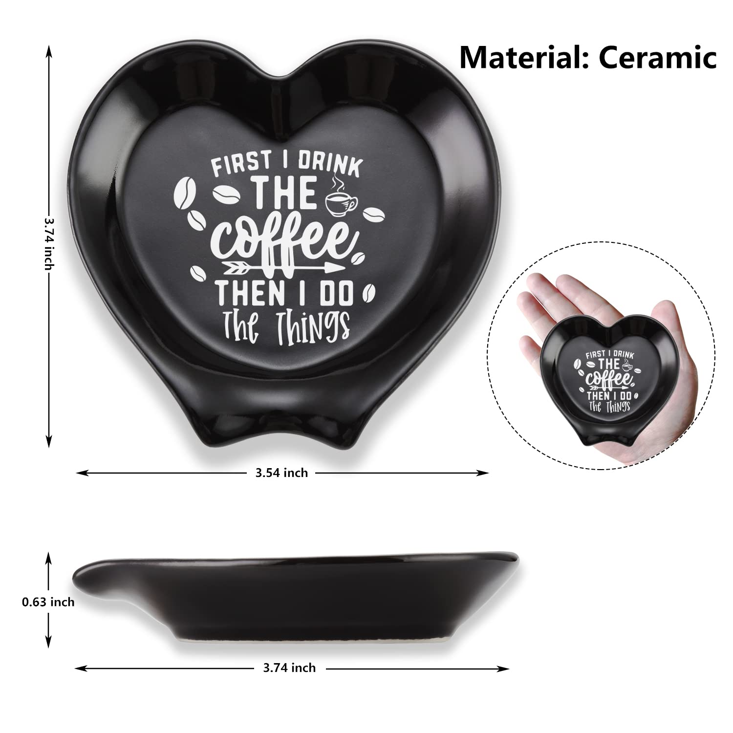 Heart-Shaped Ceramic Coffee Spoon Rest - Cute Spoon Holder for Coffee Bar & Table Decor - Funny Coffee Quote Gift for Women, Men, Sisters & Girlfriends - Perfect for Home, Office & Coffee Lovers