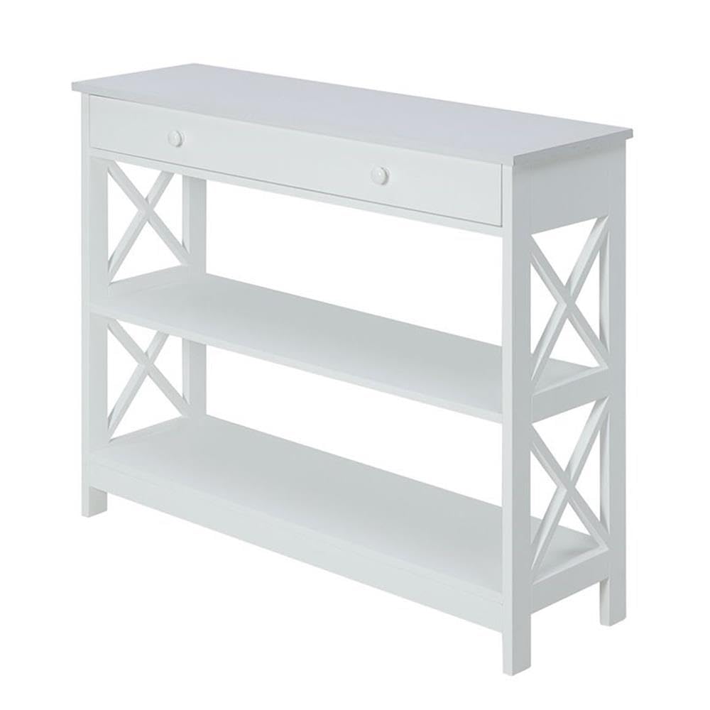 BOWERY HILL White Wood Finish Console Table with Drawer - Entryway Sofa Table, Hallway Accent Furniture for Living Room & Bedroom Decor