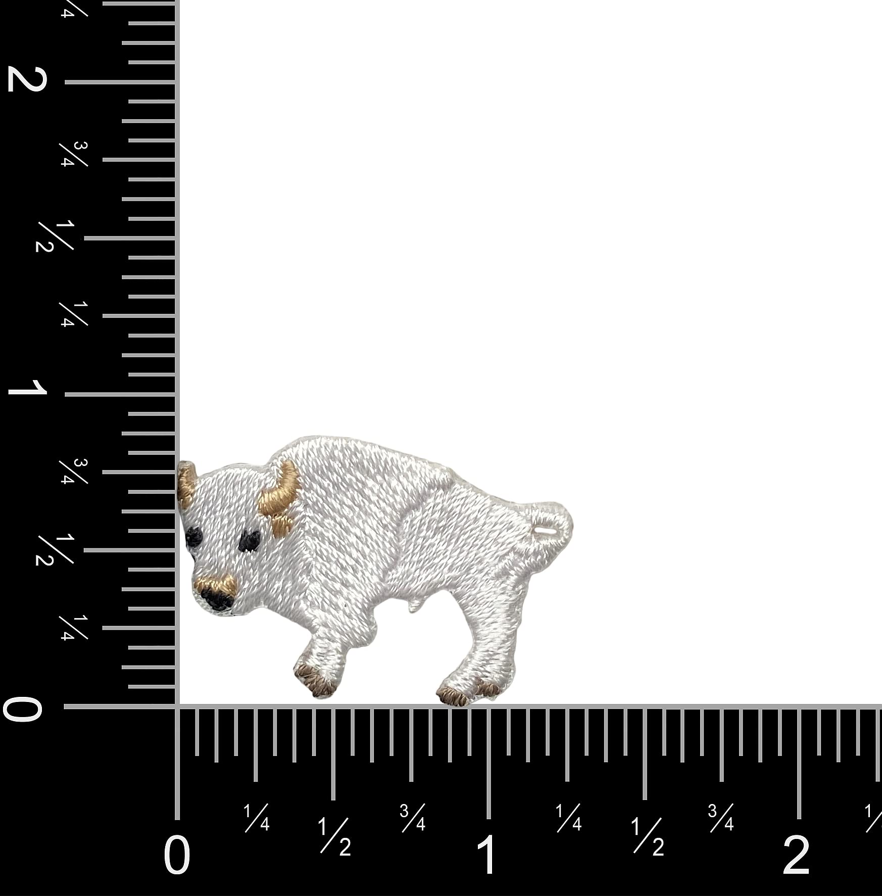Mini White Buffalo American Bison Embroidered Iron-On Patch for Jackets, Hats & DIY Crafts - Durable Sew-On Applique for Clothing & Accessories