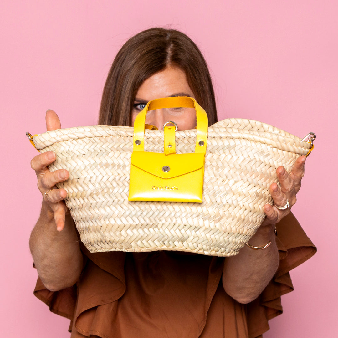 Small Yellow Chalk Basket - Perfect for Home Decor, Easter Gifts & Craft Storage | Petite Woven Basket for Organizing & Display