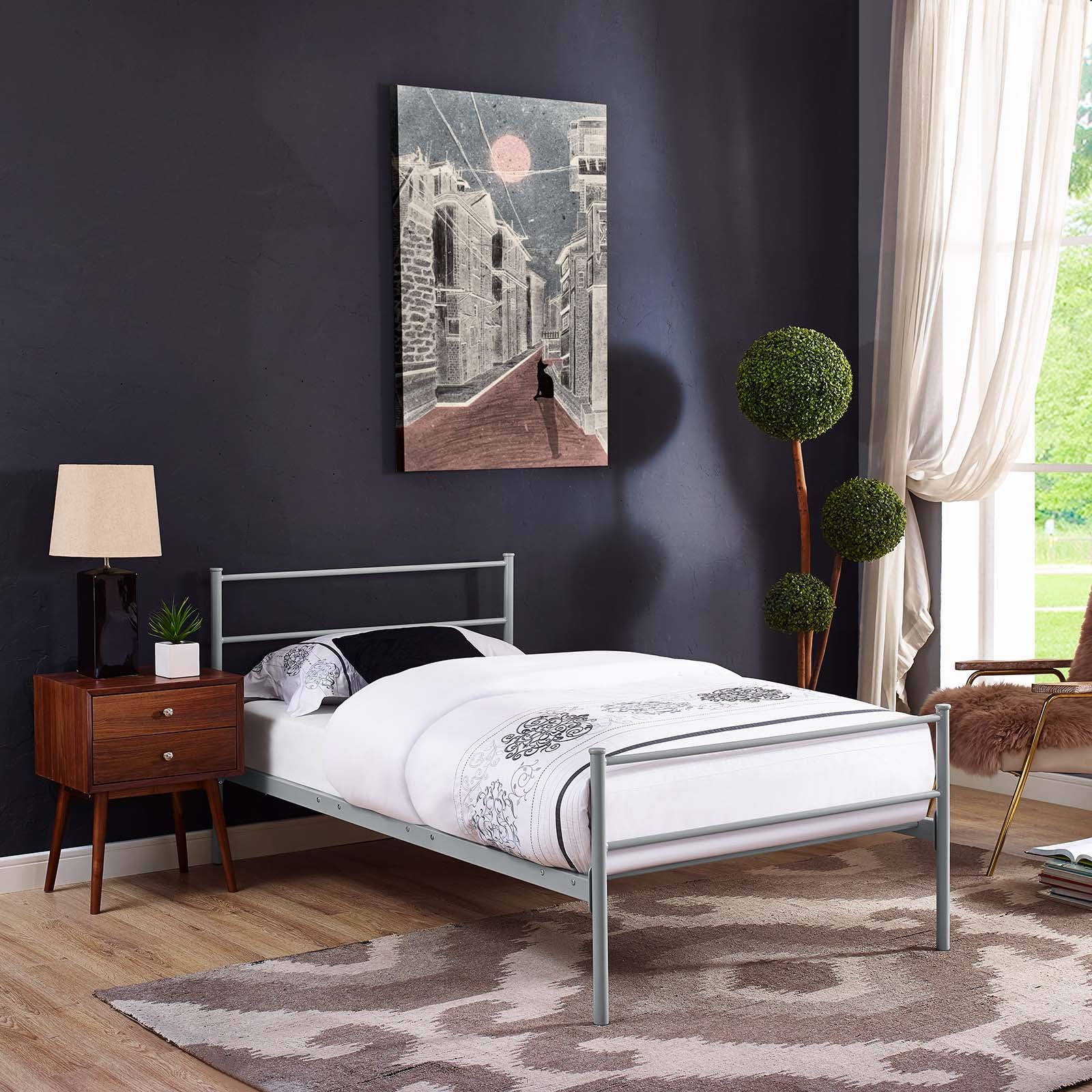 Alina Platform Bed Frame - Queen Size, Modern Wooden Bed Frame with Sturdy Slat Support, Easy Assembly - Perfect for Bedroom, Guest Room & Small Spaces