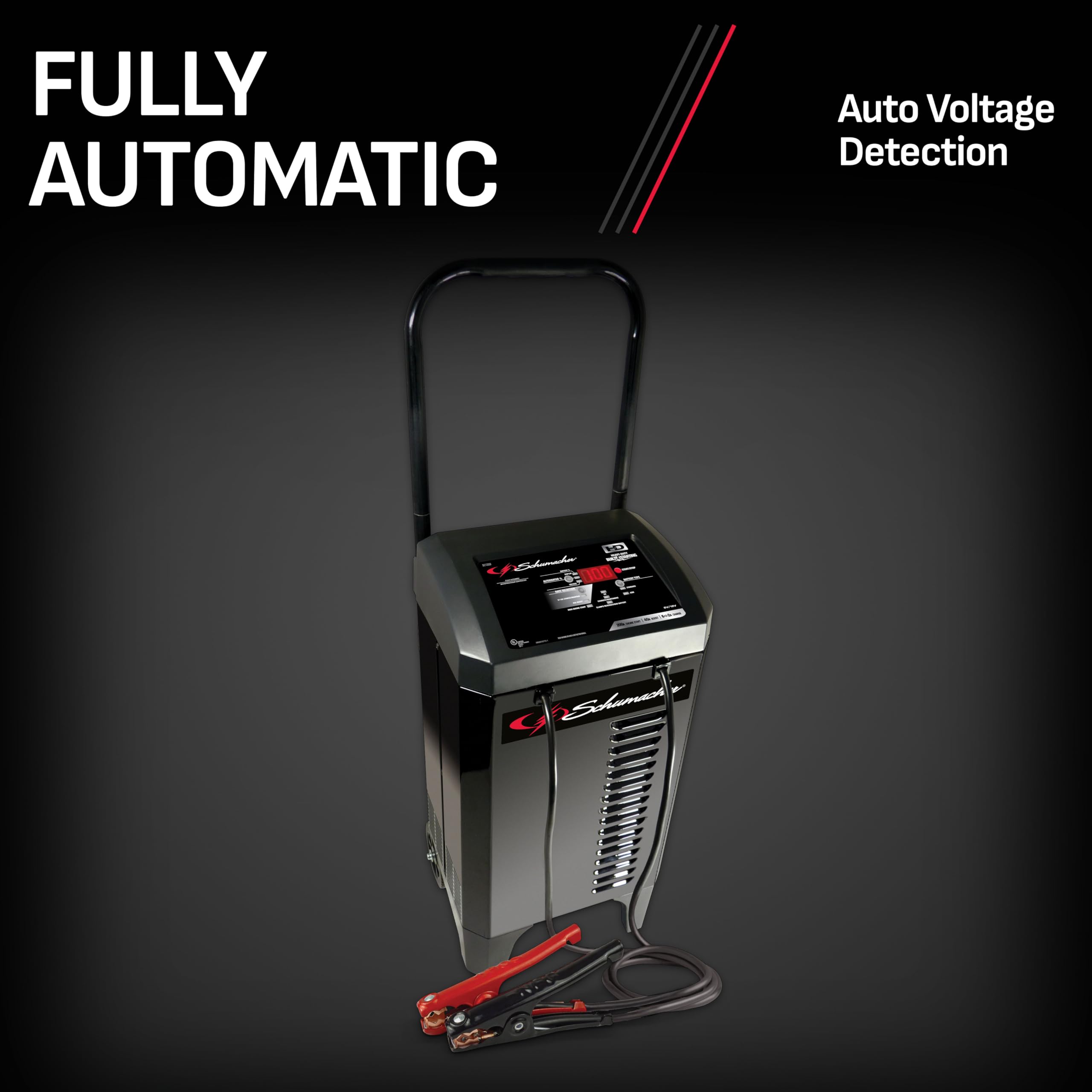 Schumacher SC1309 6/12V 200A Fully Automatic Battery Charger & Engine Starter - 40A Boost, Multi-Stage Charging & Alternator Tester - Perfect for Cars, Trucks, SUVs & Marine Batteries - Emergency Jump Start & Winter Maintenance