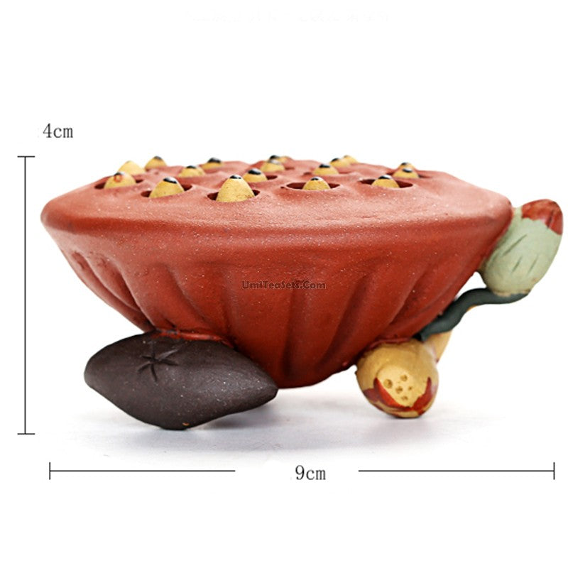 Yixing Clay Lotus Seedpod Tea Pet - Handmade Ceramic Water Spray Figurine for Tea Ceremony & Zen Decor | Perfect Gift for Tea Lovers & Home Office Decor
