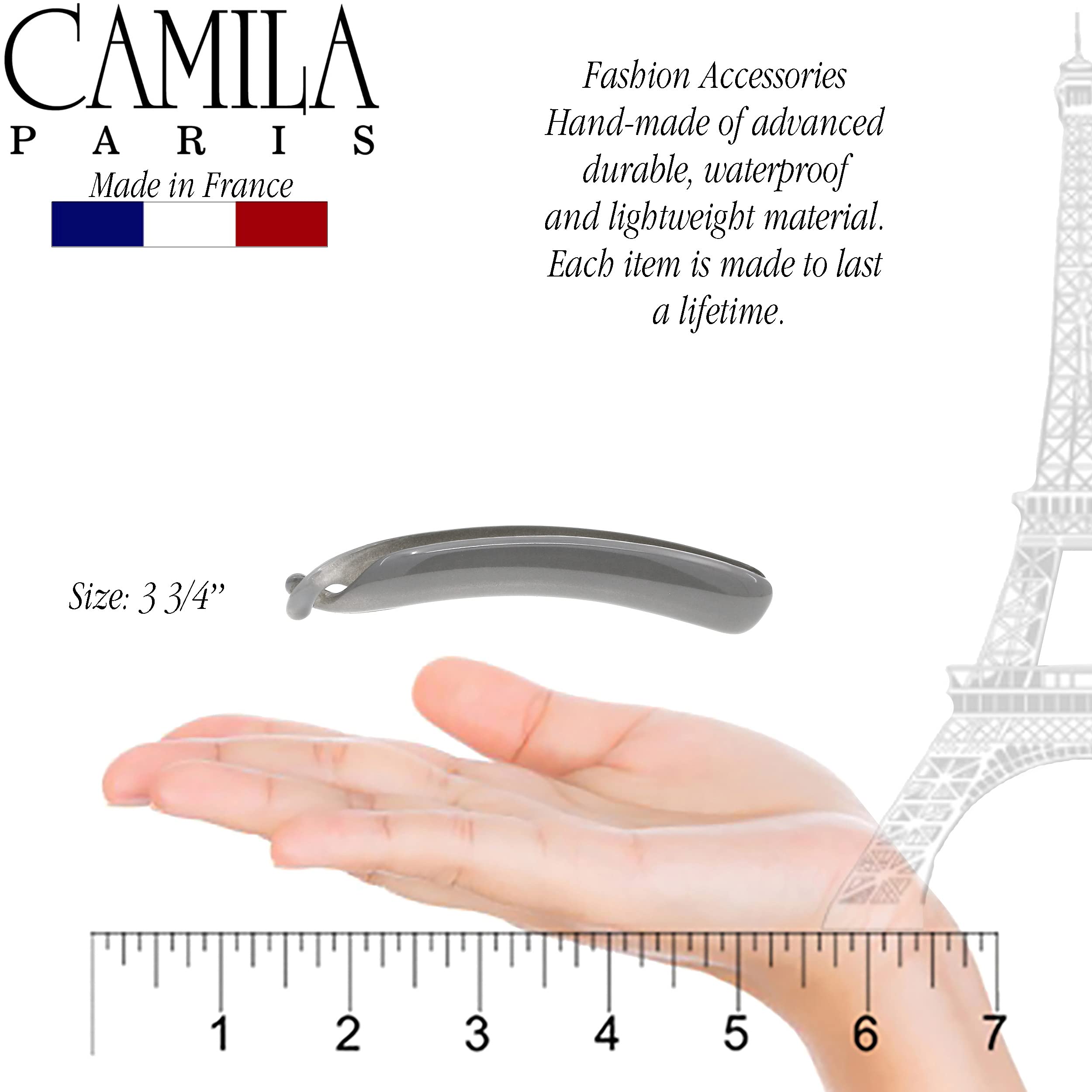 Camila Paris CP3246 French Hair Banana Clip - Non-Slip Interlocking Comb for Women | Flexible Ponytail Holder & Updo Styling Accessory | Fashionable & Durable Hair Clips Made in France | Perfect for Work, Parties & Everyday Hairstyles