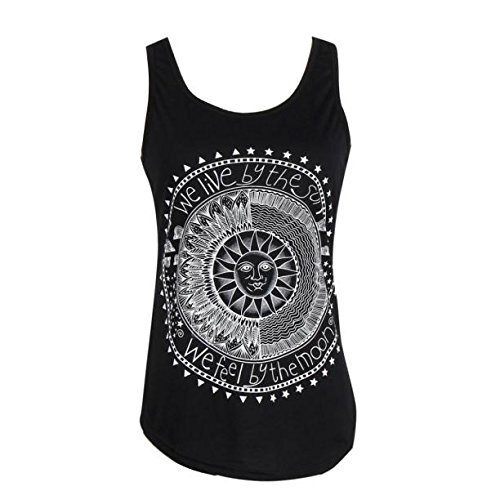 Sexy Women's Sleeveless Camisole Top - Floral Sun Printed Blouse, Casual Vest Tee Shirt, Comfortable Tank Tops for Girls (Black, Medium) | Perfect for Summer Outfits, Beach Wear, and Casual Daily Fashion
