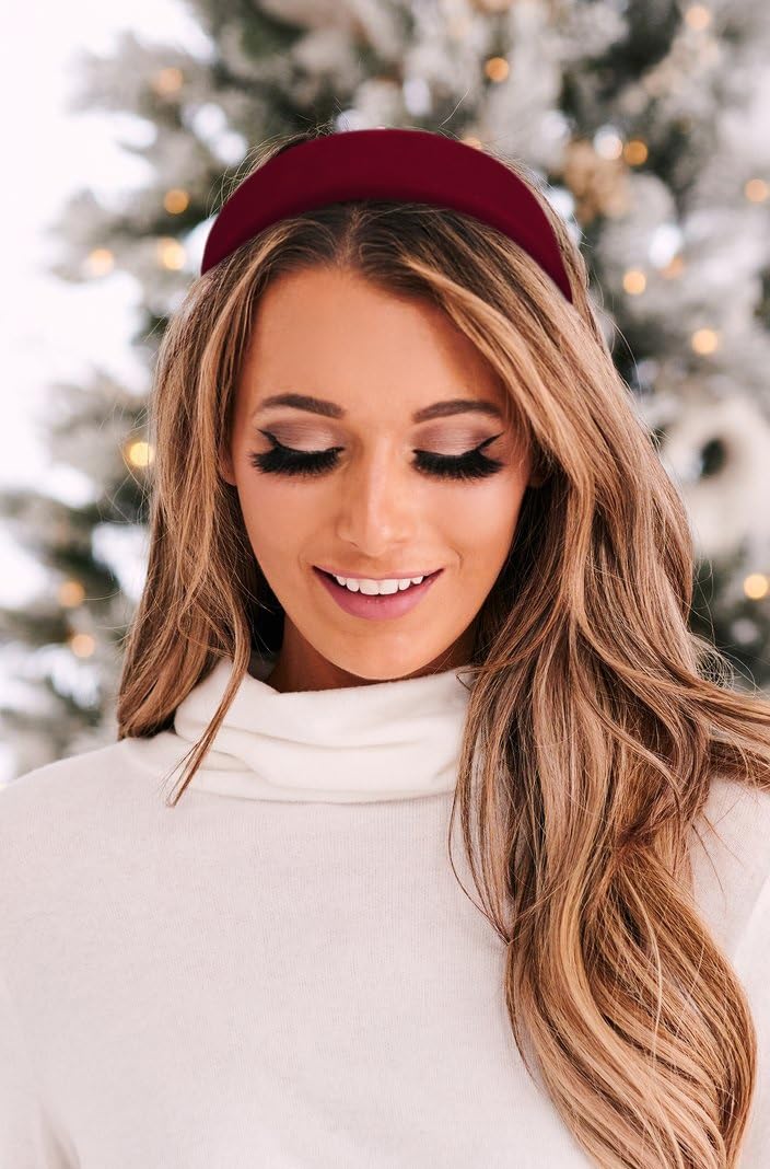 Black Velvet Headband for Women - Non Slip Thick Hair Band 1.3 Inch Wide - Fashion Hair Accessories for Women - Soft Elastic Headbands for Workout, Yoga, Running & Daily Wear