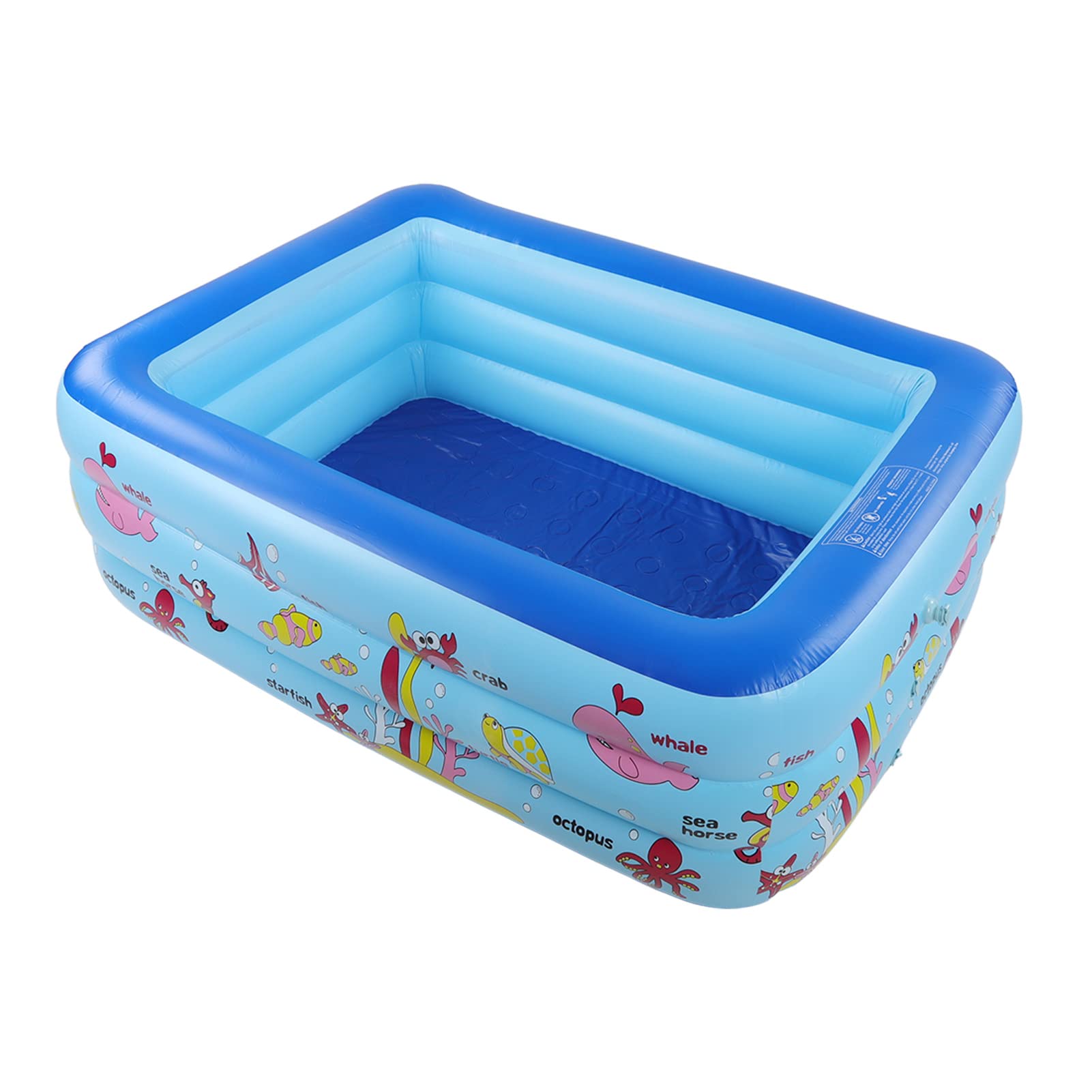 Inflatable Swimming Pool for Kids - 3-Layer Durable Family Kiddie Pool with Cartoon Design, Outdoor Water Play Toy for Backyard, Beach & Summer Fun (Blue)