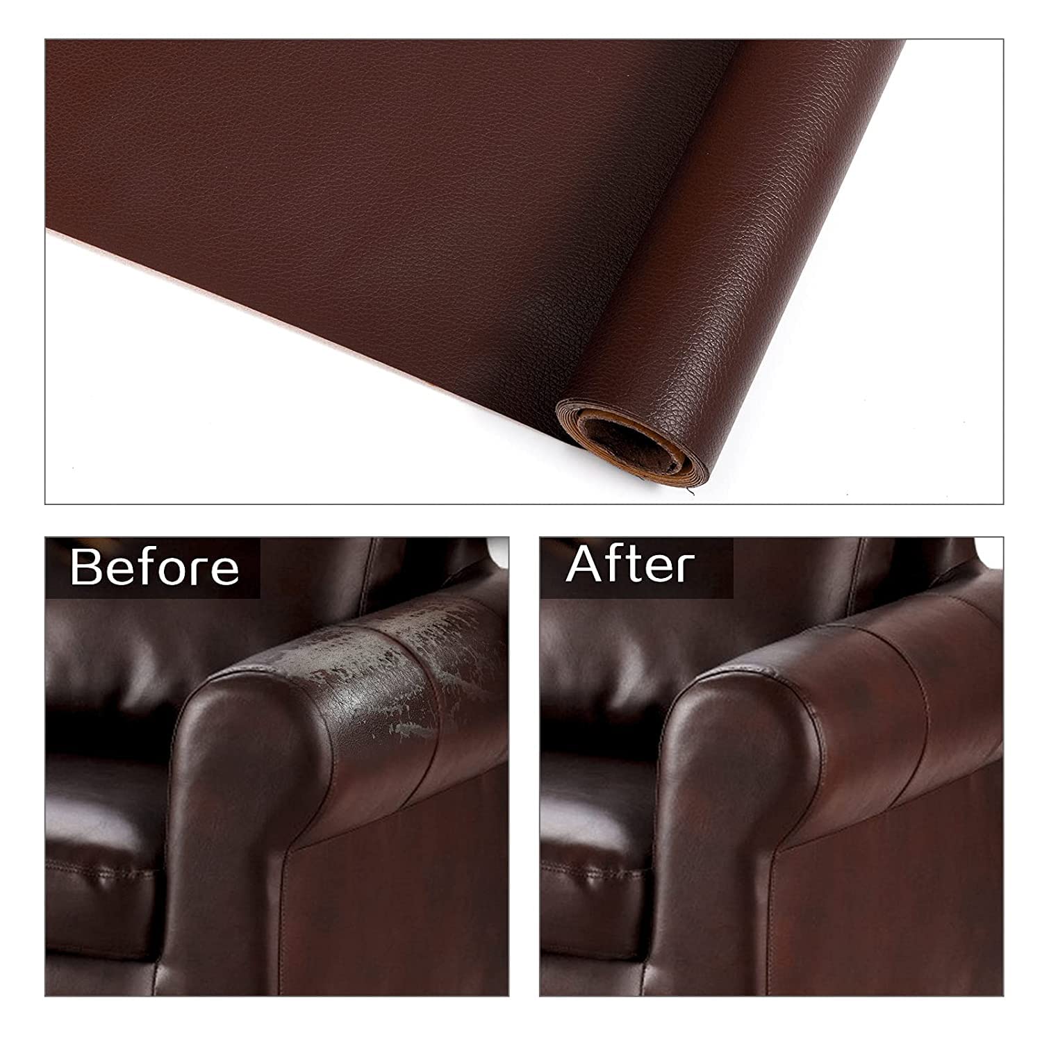 Premium Self-Adhesive PU Leather Repair Patches - 60x30cm (2 Pack) - Faux Synthetic Leather Fabric for Sofa, Car Seats, Handbags & Jackets - DIY Sticky Material for Home, Office & Travel Use