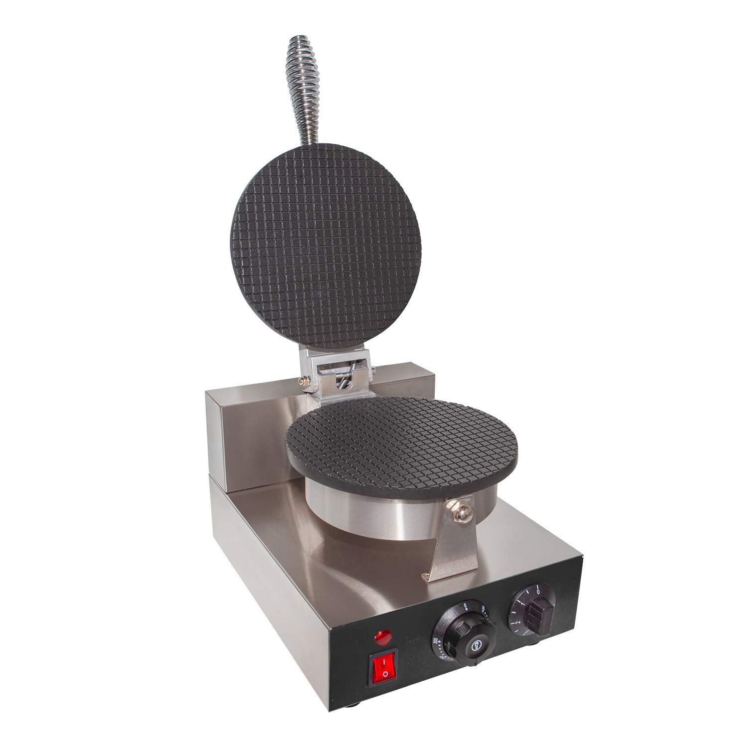 ALDKitchen Waffle Cone Maker Machine - Professional Stainless Steel Electric Waffle Iron for Homemade Ice Cream Cones - Single & Double Non-Stick Plates - 110V for Home & Commercial Use - Perfect for Ice Cream Shops, Dessert Bars & Party Treats