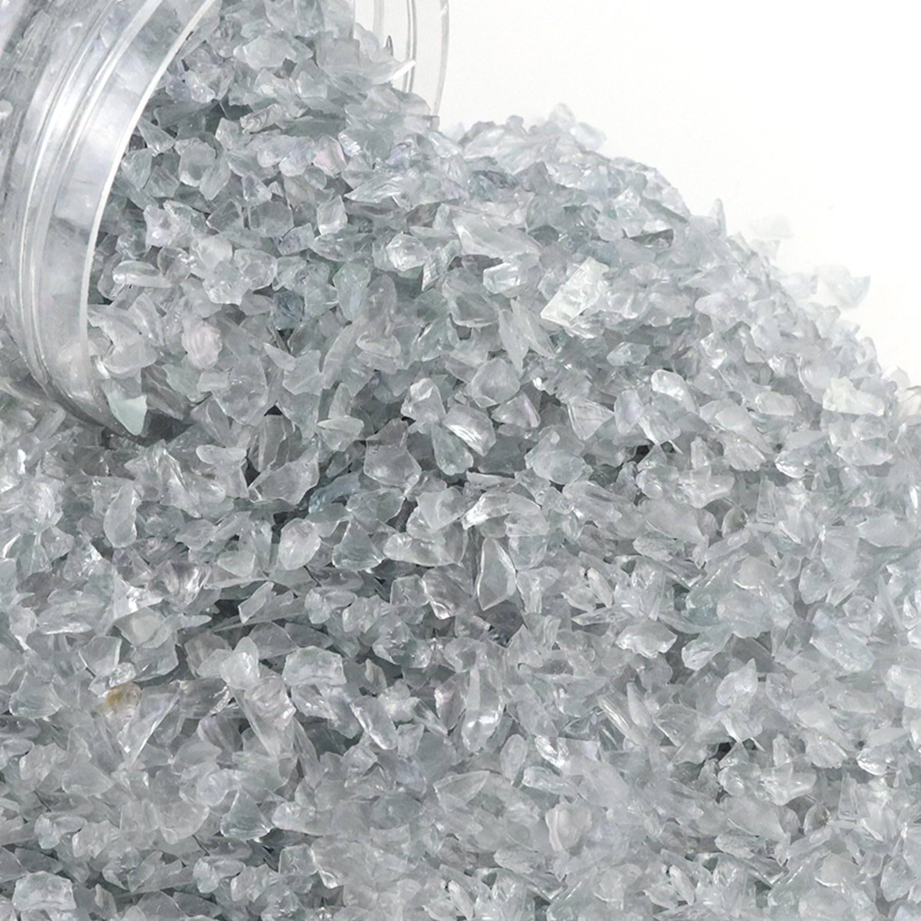 Crushed Fire Glass 3-6mm for Fire Pits & Resin Art - 1lb Grey