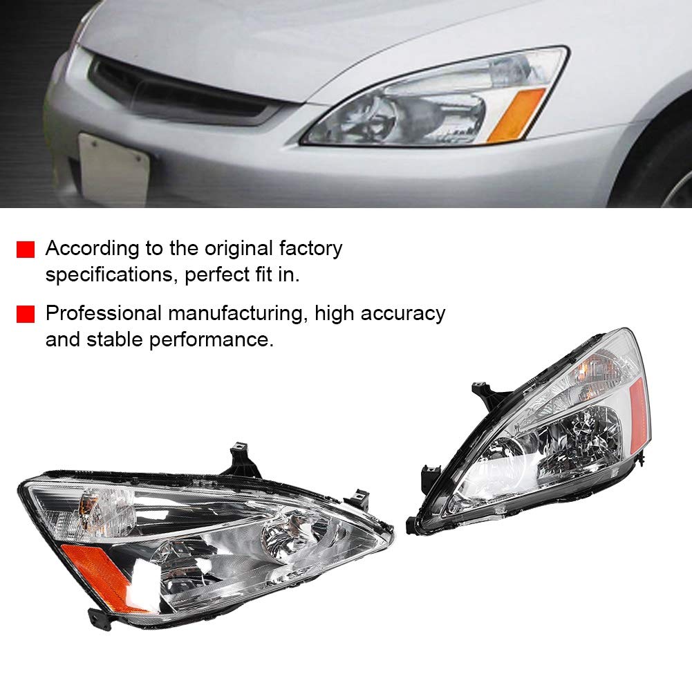 Honda Accord 2003-2007 Car Headlight Assembly Kit - 33151SDAA01 Replacement Headlamp Set - Perfect for Night Driving & Foggy Conditions
