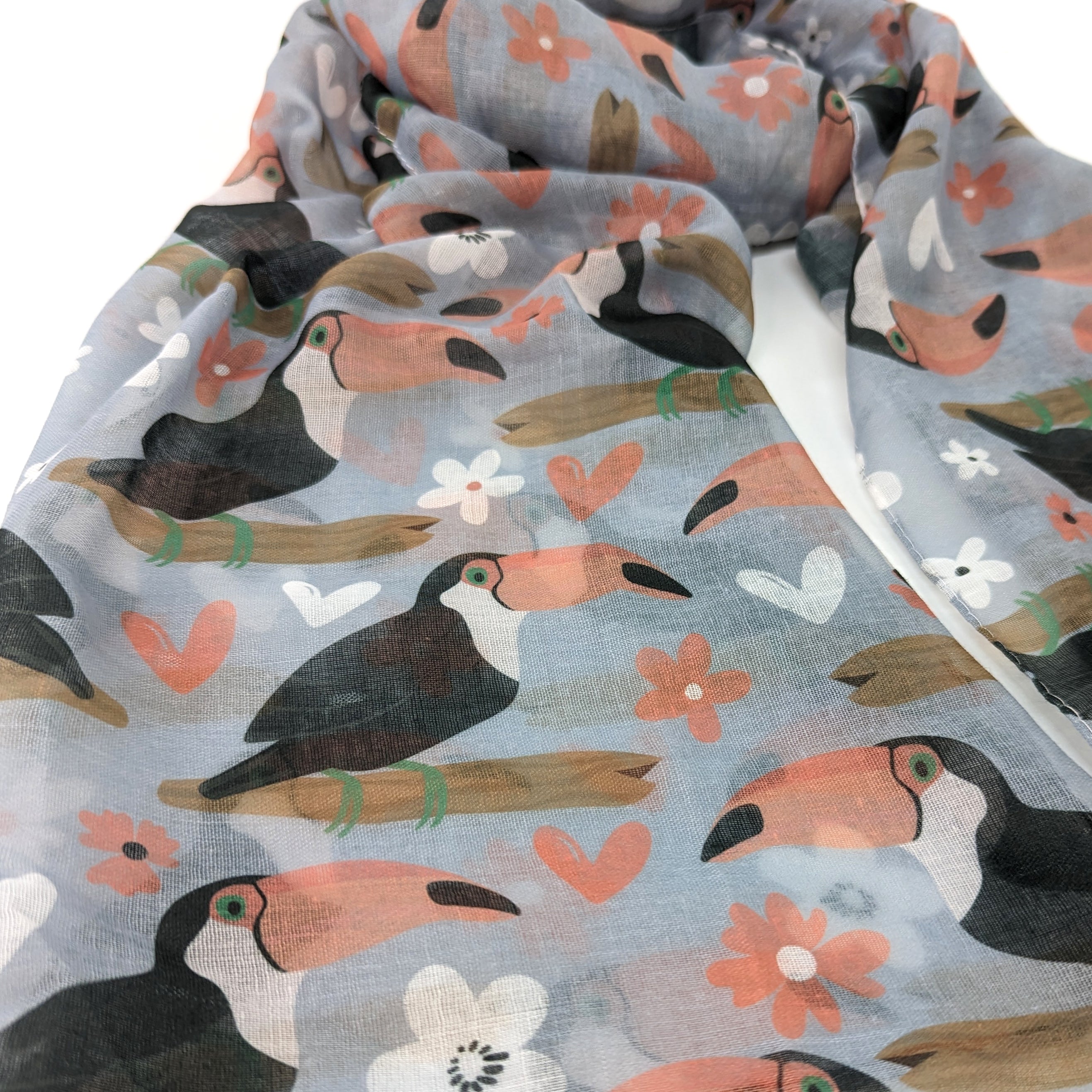 Stylish Tina the Toucan Print Women's Fashion Scarf - Lightweight & Soft for Everyday Wear, Office, and Special Occasions