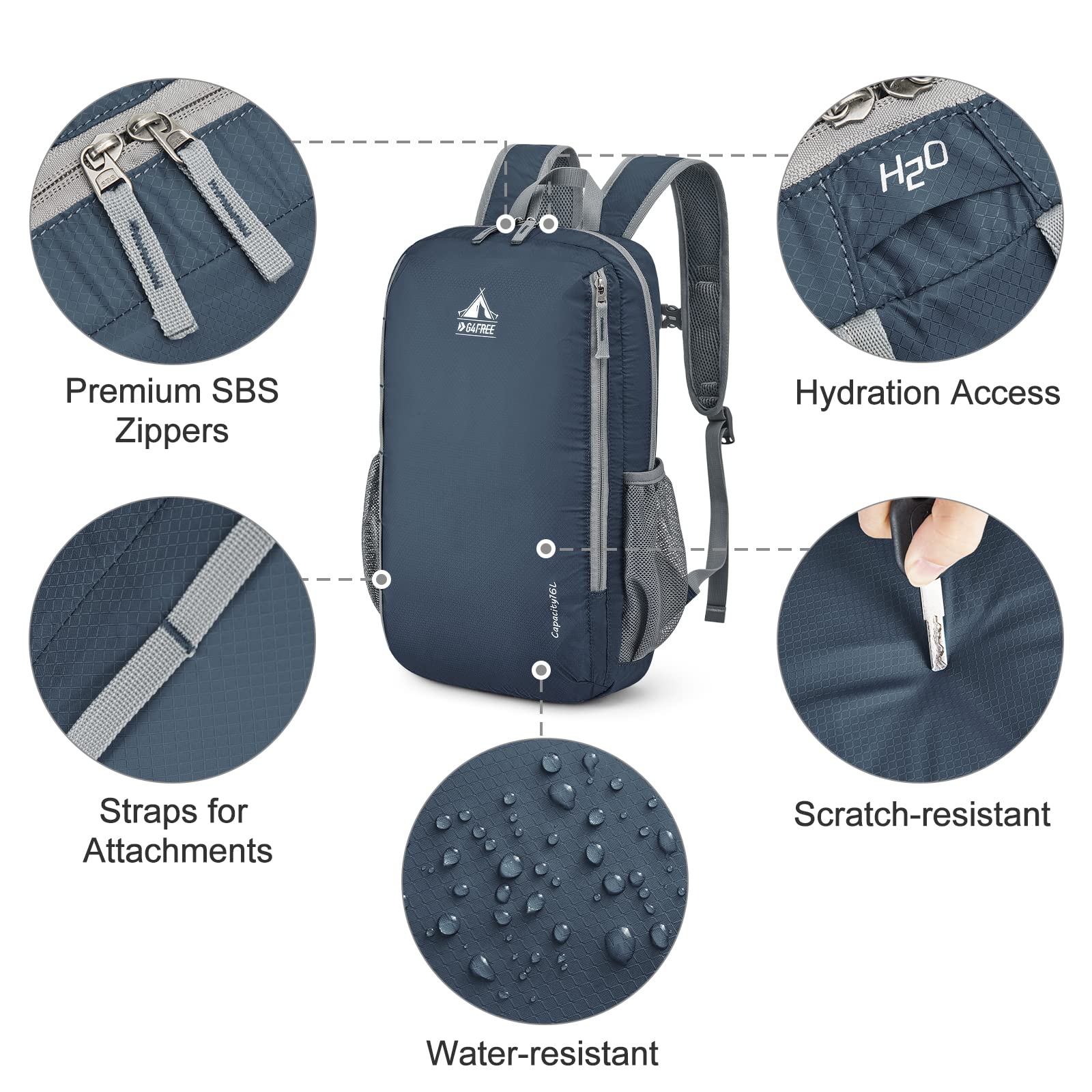G4Free 16L Foldable Lightweight Hiking Backpack - Compact Outdoor Daypack for Camping, Hiking, Travel, Sports & Cycling | Perfect for Day Trips, Commuting & Outdoor Adventures