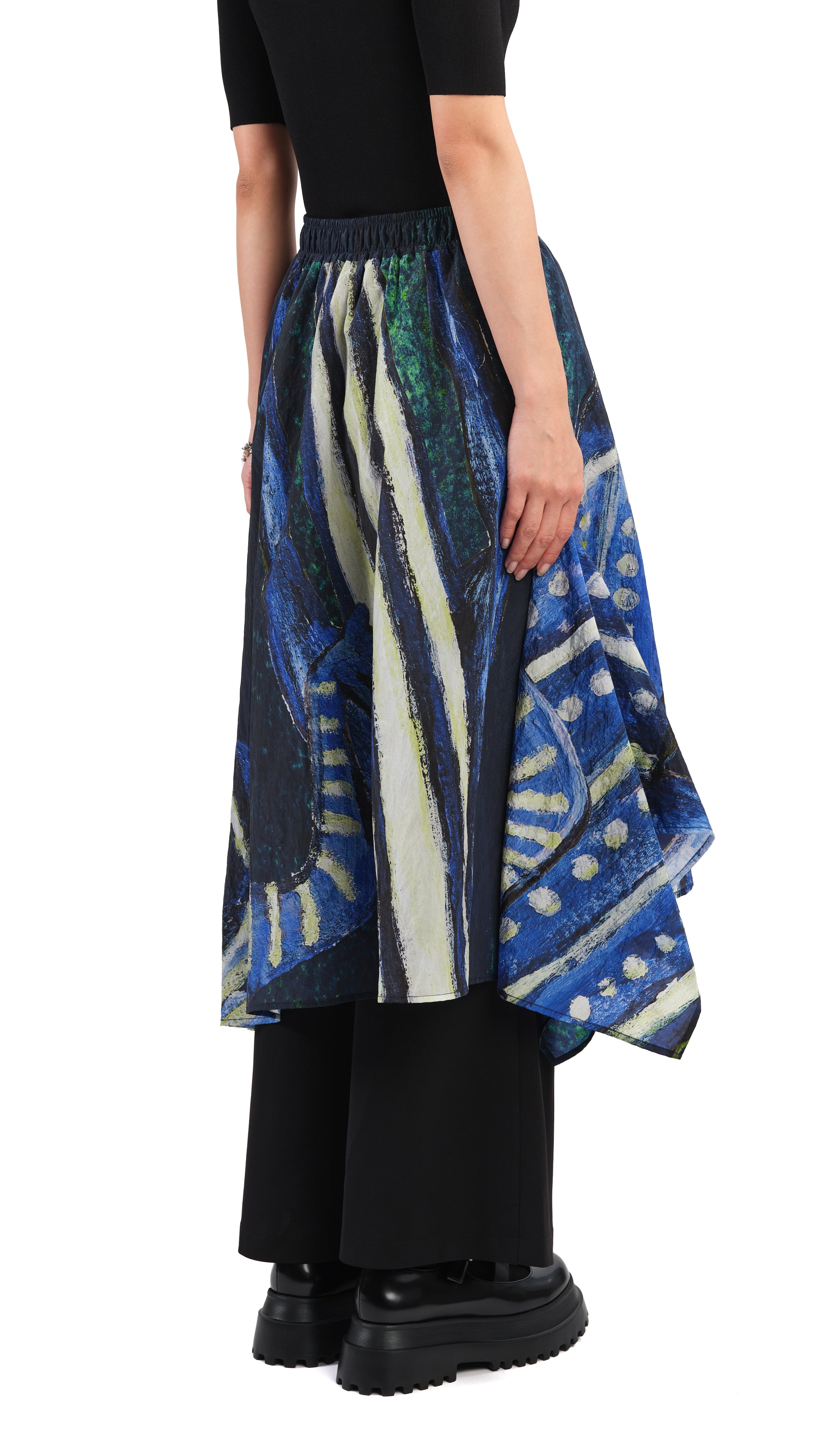 Selk'Nam Graphic Print Asymmetric Skirt - Unique Boho Chic Midi Skirt for Women | Perfect for Festivals, Beach Vacations & Boho Fashion Outfits