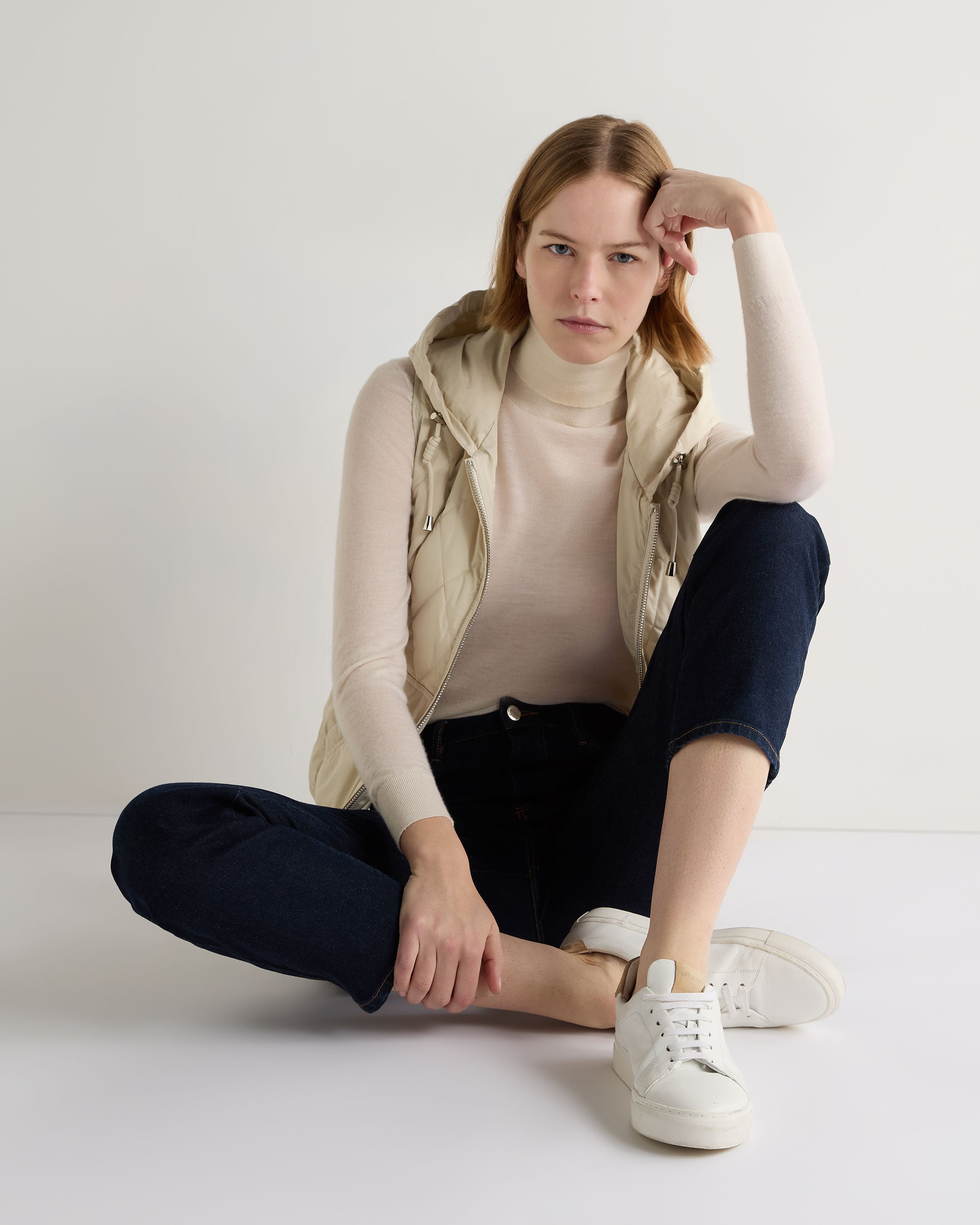Women's Tara Down Gilet Vest in Cream White - Lightweight Warm Puffer Jacket for Outdoor Activities & Casual Wear
