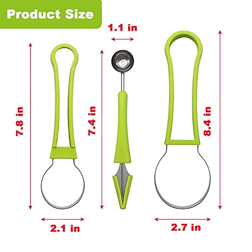 Premium 4-in-1 Stainless Steel Melon Baller Set - Watermelon Scooper, Fruit Carving Tools, Ice Cream Baller & Seed Remover - Perfect for Fruit Shaping, Cocktail Garnishes & Party Food Presentation