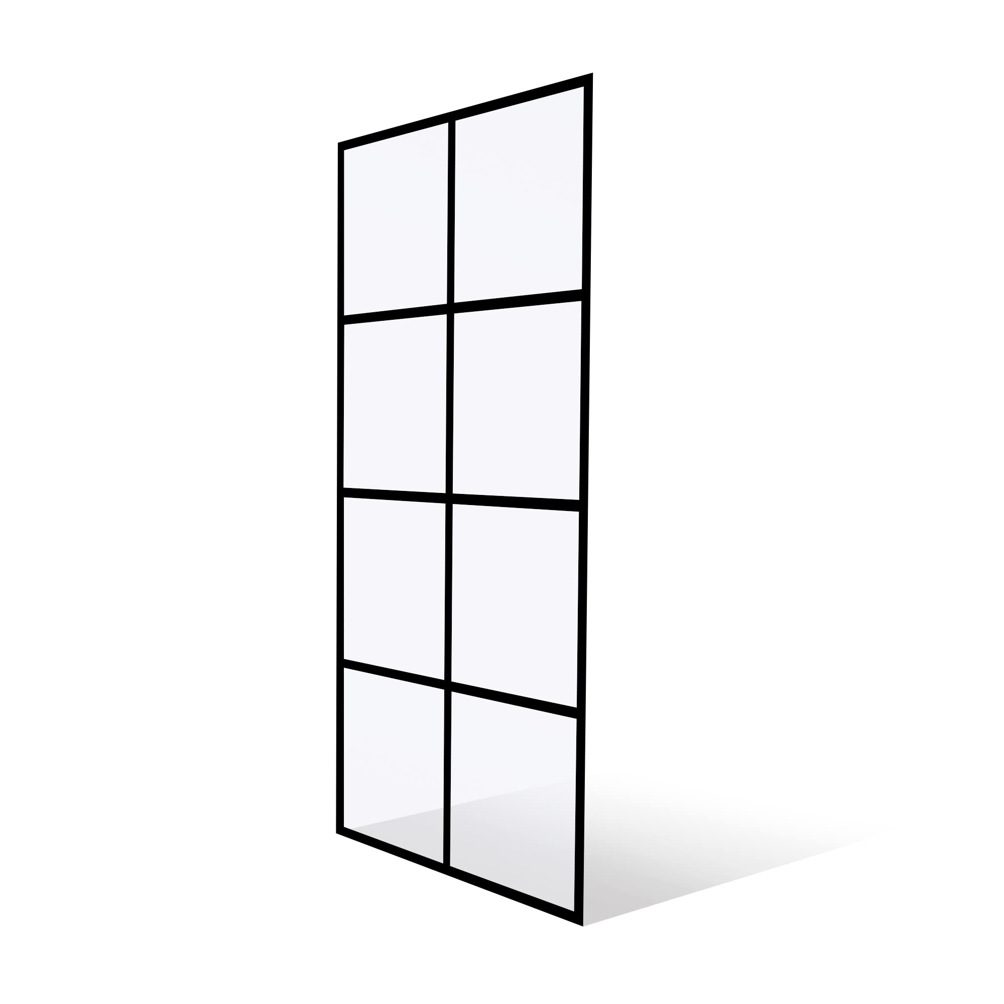 French Style Grid Pattern Glass Shower Door 30x76 Inch - Matte Black Frameless Bathroom Door | Madeira Collection by Fab Glass & Mirror | Perfect for Modern Bathroom Renovations & Spa-Like Showers