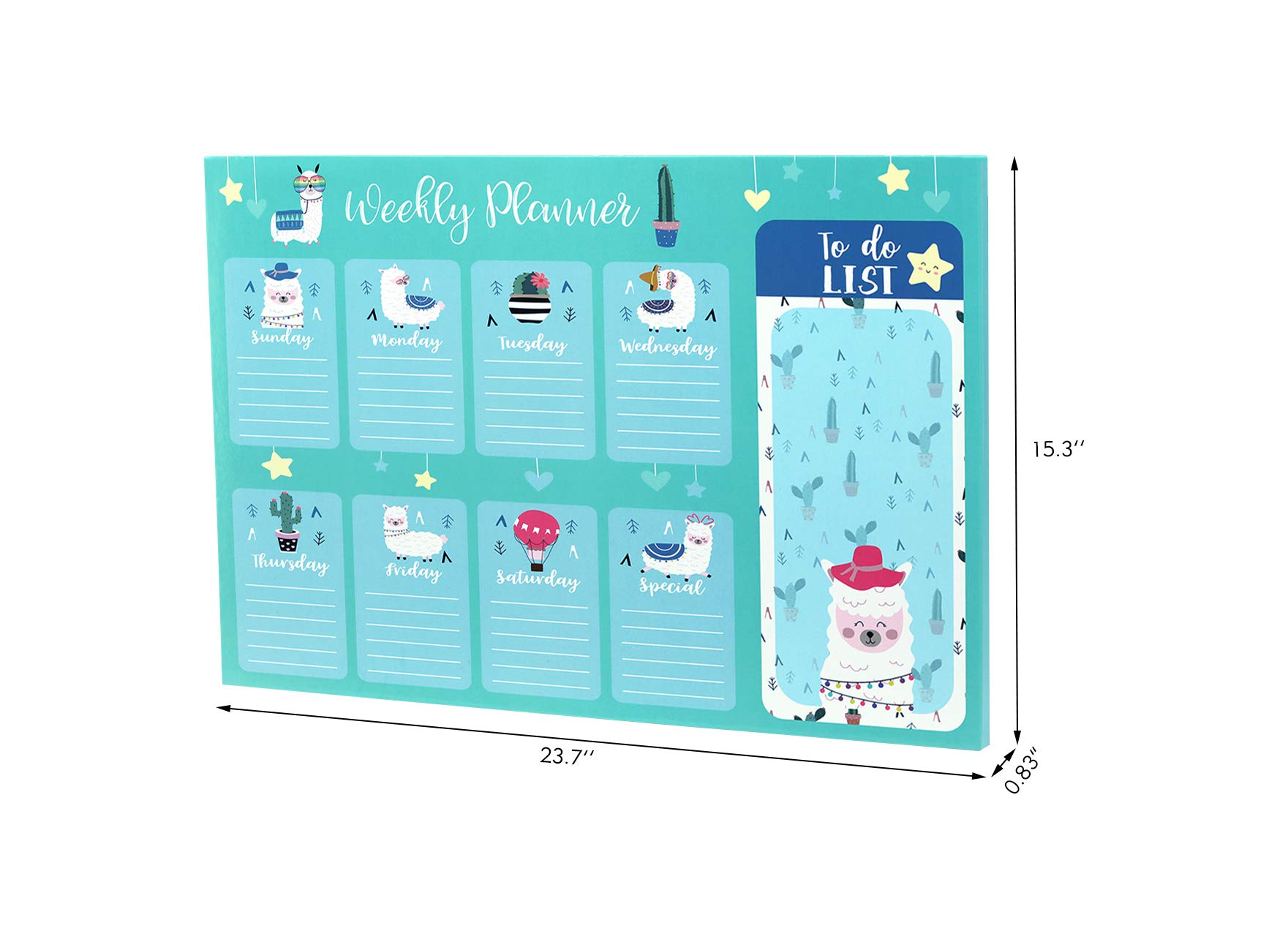Weekly Planning Board Calendar - Wall Mounted Dry Erase Organizer with Cute Llama Design for Kids, Includes 1 Marker & 2 Magnets - Perfect for Bedroom, Classroom & Homeschool Organization