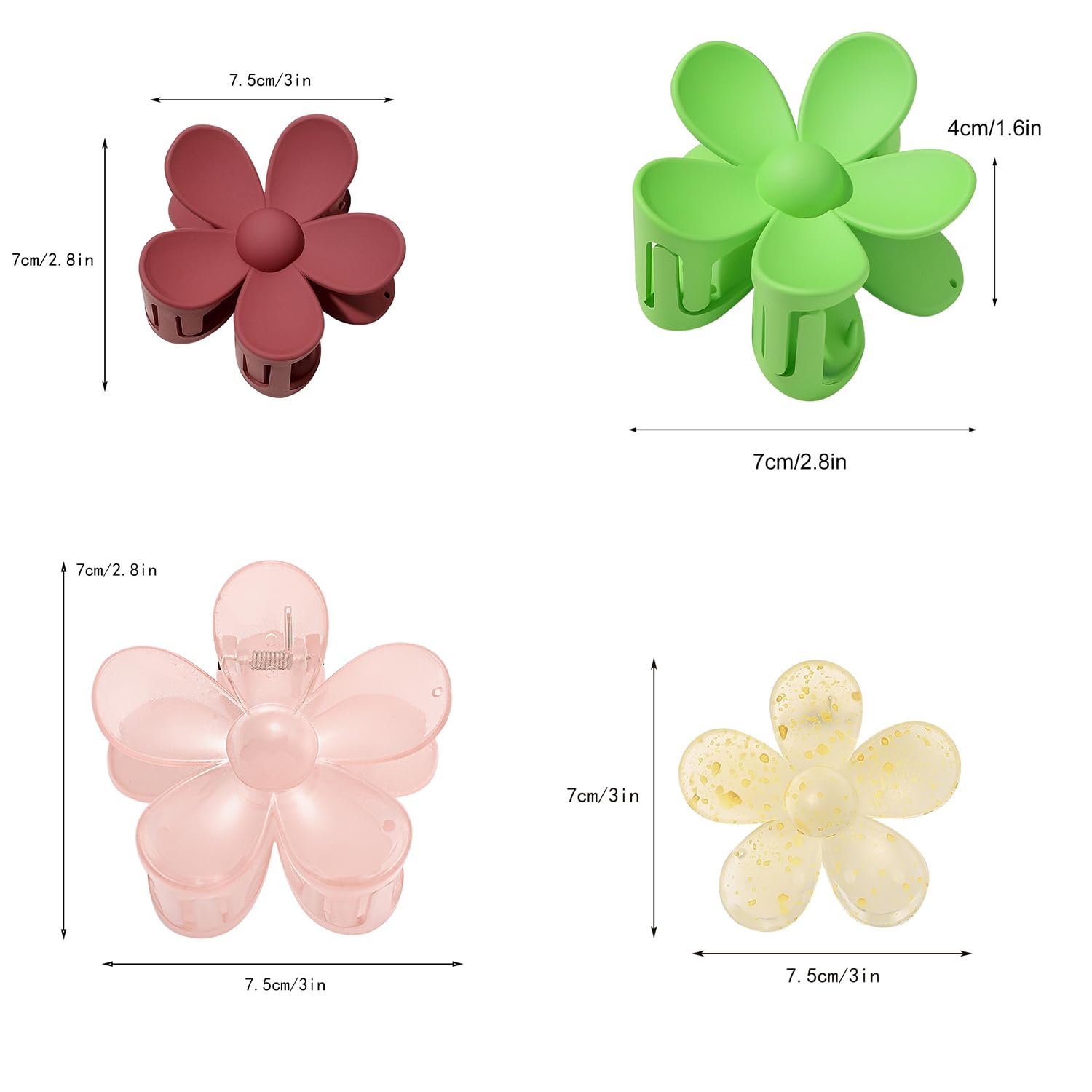 1 x Women's Floral Hair Clips - Non-Slip Plastic Hair Claws for Women & Girls - Hair Accessories for Daily Wear & Coffee Dates - Perfect for Work, School & Special Occasions