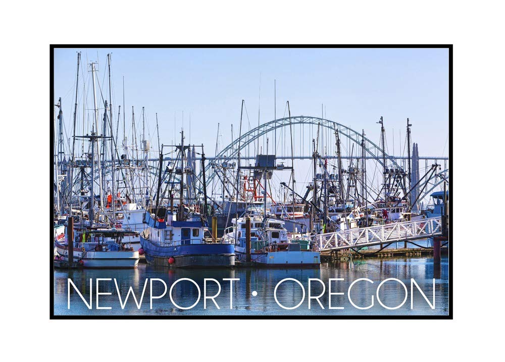 Newport Oregon Fishing Boats Wall Art - 36x24 Inch Framed Canvas Print for Coastal Home Decor | Perfect for Living Room, Office & Nautical Theme Spaces