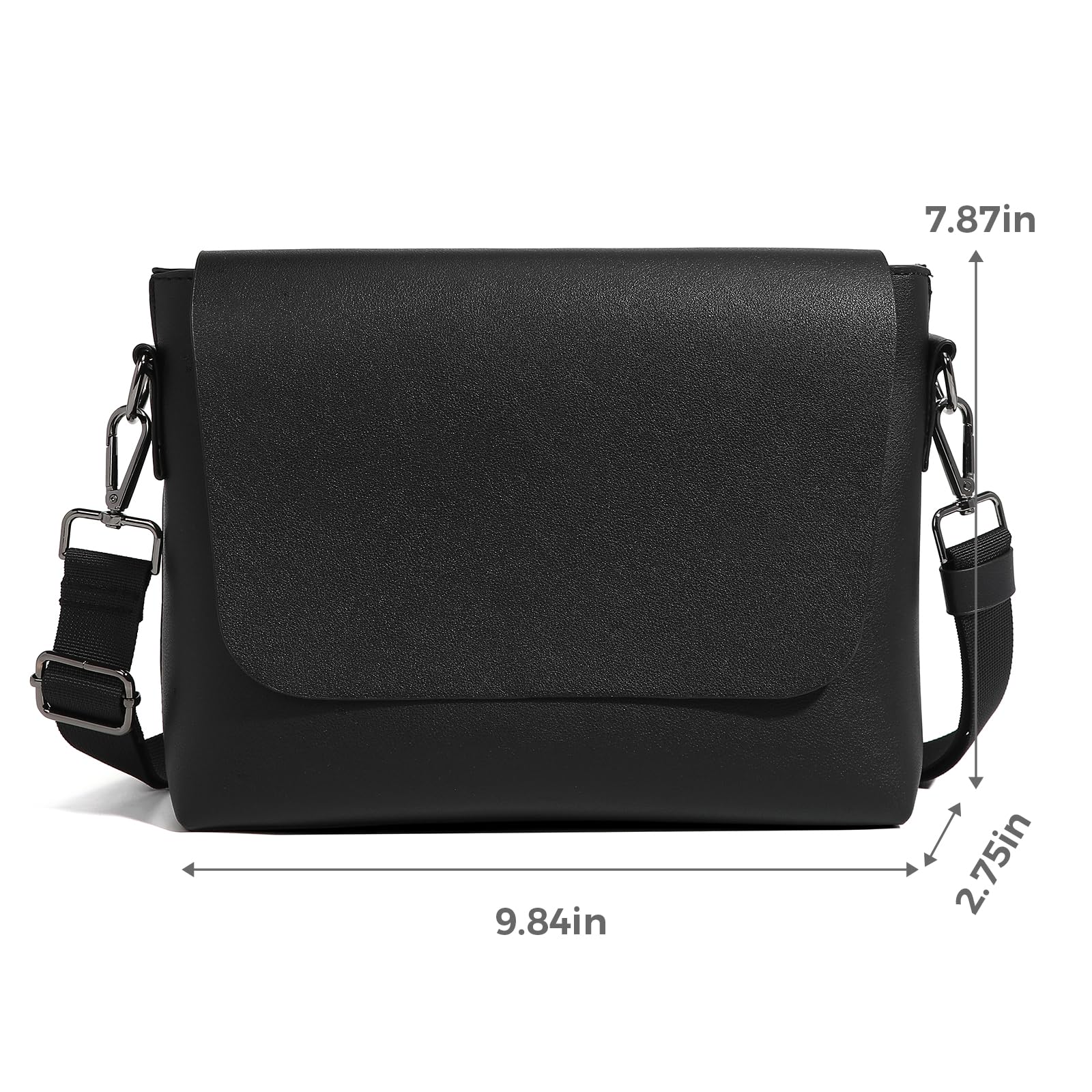 Premium Genuine Leather Flap Messenger Bag for Men - Small Black Crossbody Shoulder Bag - Ideal for Work, Travel & Everyday Use