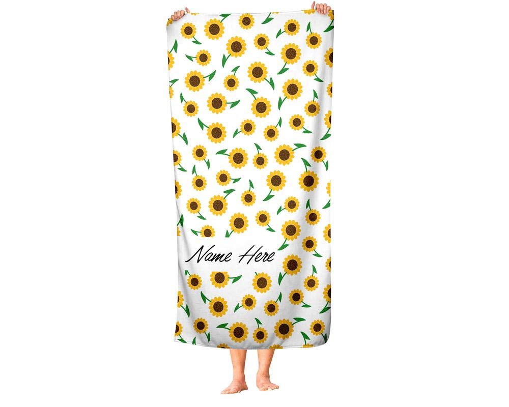 Personalized Sunflower Towel for Kids & Adults - Custom Flower Beach, Pool & Bath Towel for Toddler, Baby, Boys & Girls | Perfect for Travel, Swimming & Spa Days