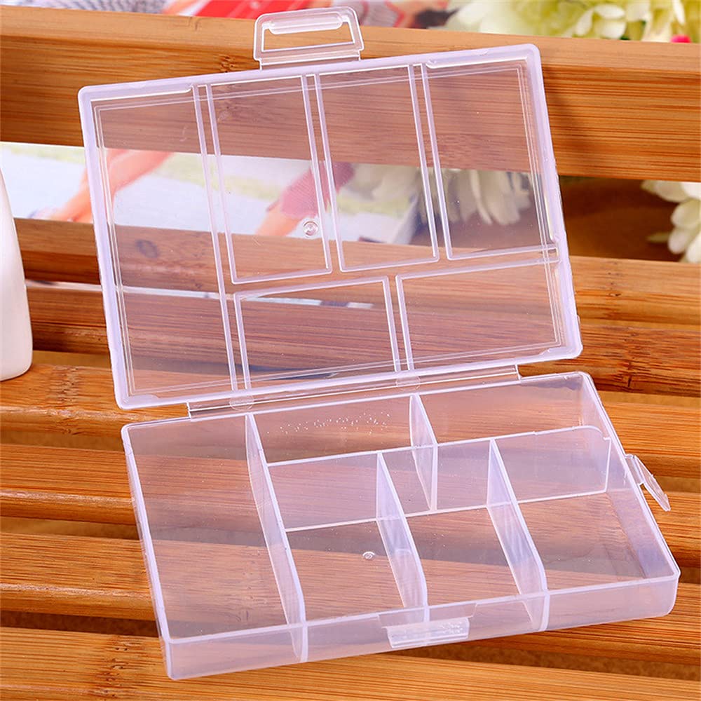 6 Compartment Clear Plastic Storage Box - Jewelry Organizer, Cosmetic Case, Bead & Electronic Component Container - Snap Lock & Hanging Hole Design (4-Piece Set, Colorful) - Perfect for Home, Office & Travel Organization