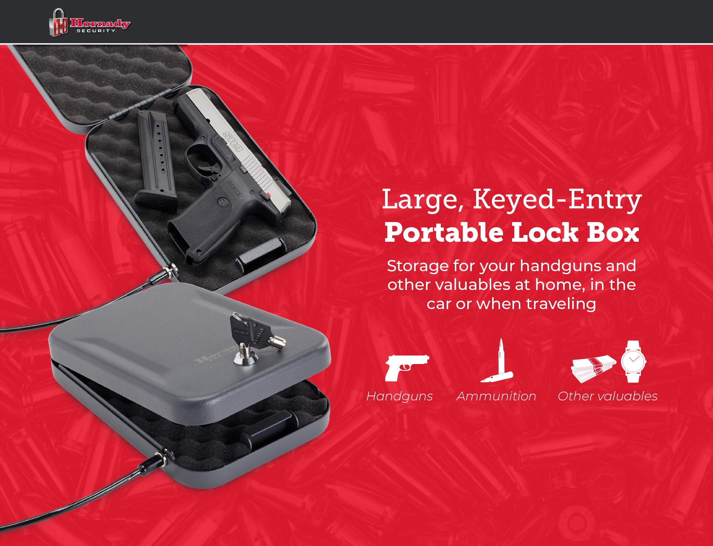 Hornady Lockbox for Guns and Valuables - Secure Handgun Safe with Keypad Entry | Perfect for Home, Office & Travel Security
