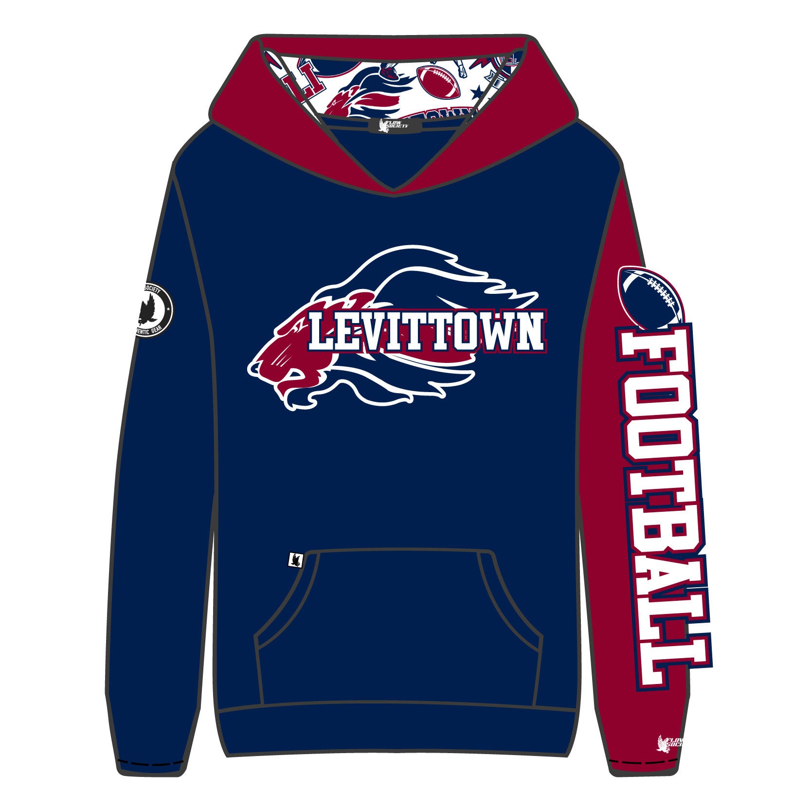 Youth & Adult Levittown Football Hoodie - Warm Fleece-Lined Pullover for Men & Women - Perfect for Game Day, Training & Casual Wear