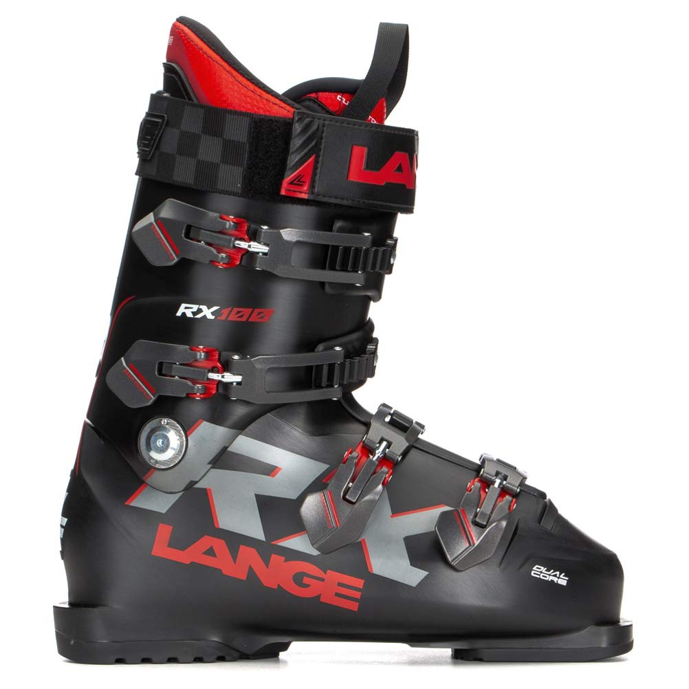 Lange RX Ski Boots for Adults - Unisex Alpine Skiing Boots in Black/Red - Size 285 | Perfect for Downhill Skiing & Winter Sports
