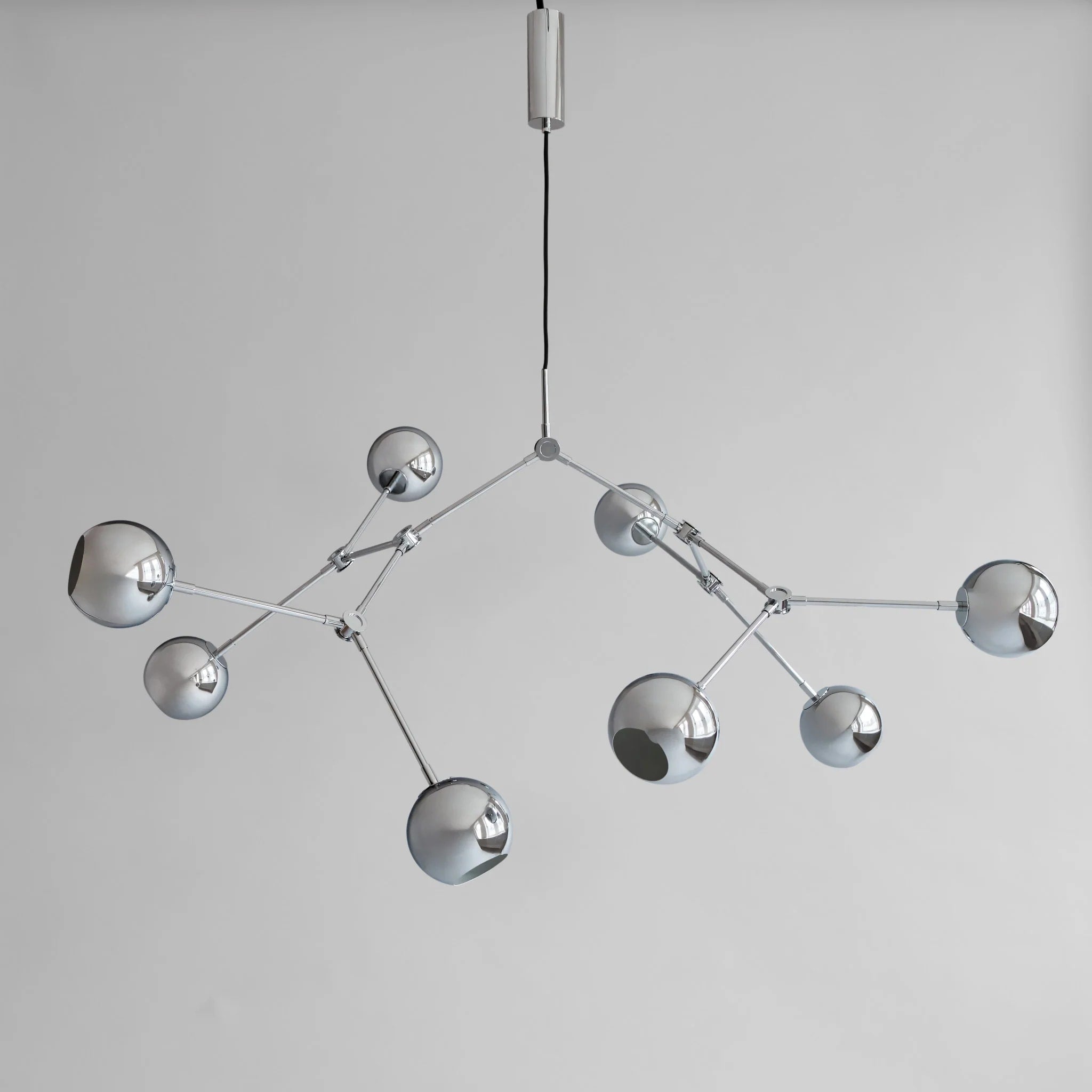 PRE-ORDER 101 COPENHAGEN Drop Chandelier Globe Pendant Light in Chrome - Modern Ceiling Lighting Fixture for Dining Room, Living Room & Bedroom