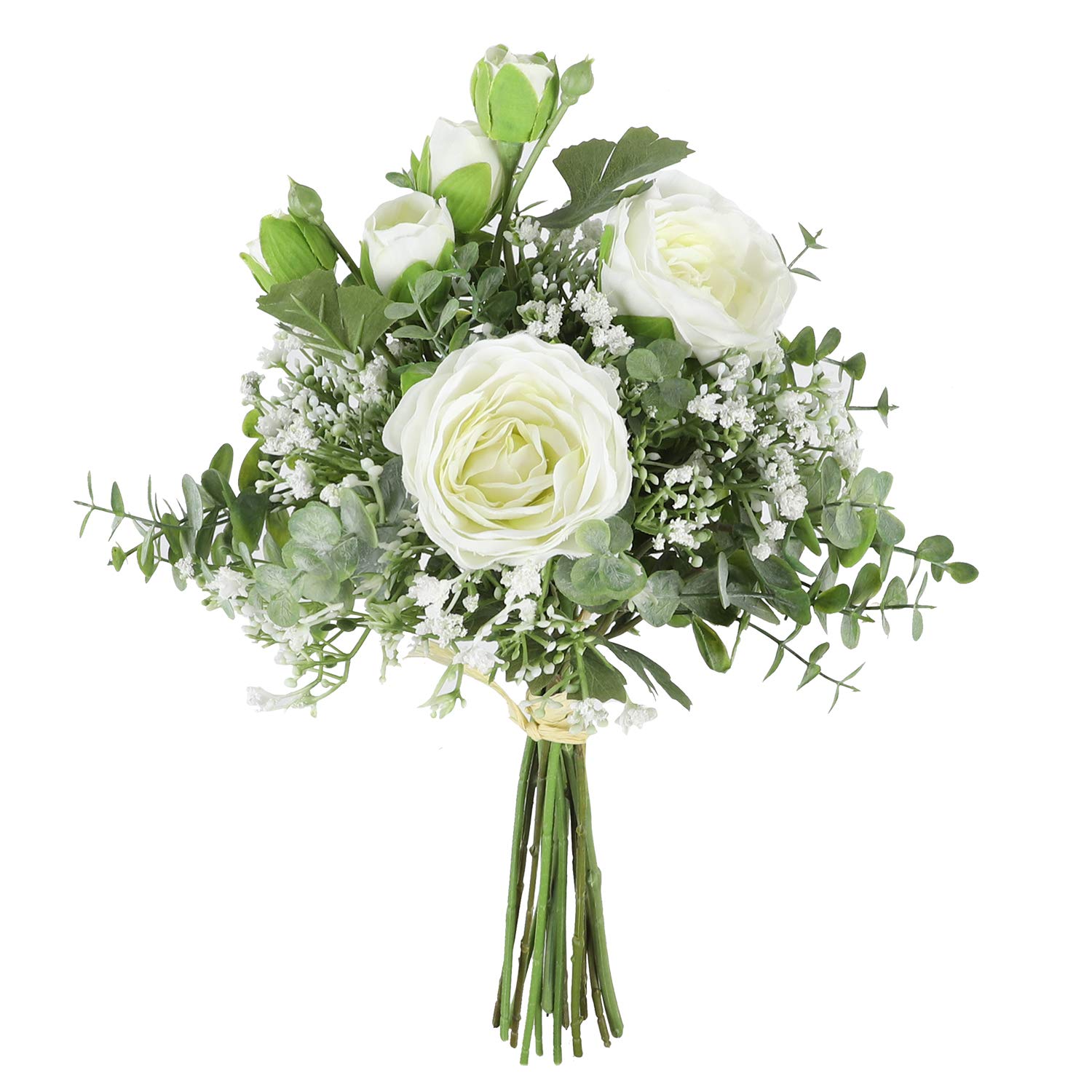 Famibay 2 Pack Artificial Eucalyptus Leaves & Pink Baby's Breath (Gypsophila) Fake Flower Bouquet - Wedding, Home, Office Decor for Centerpieces, Table Arrangements & DIY Floral Displays