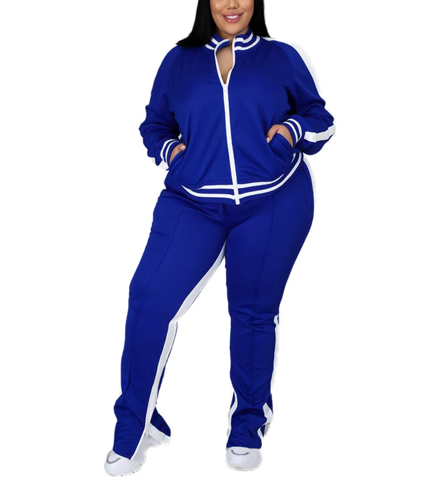 Ophestin Women's Plus Size 2-Piece Tracksuit Set - Long Sleeve Jacket & Skinny Sweatpants Outfit | Casual Lounge Wear for Home, Gym & Street Fashion