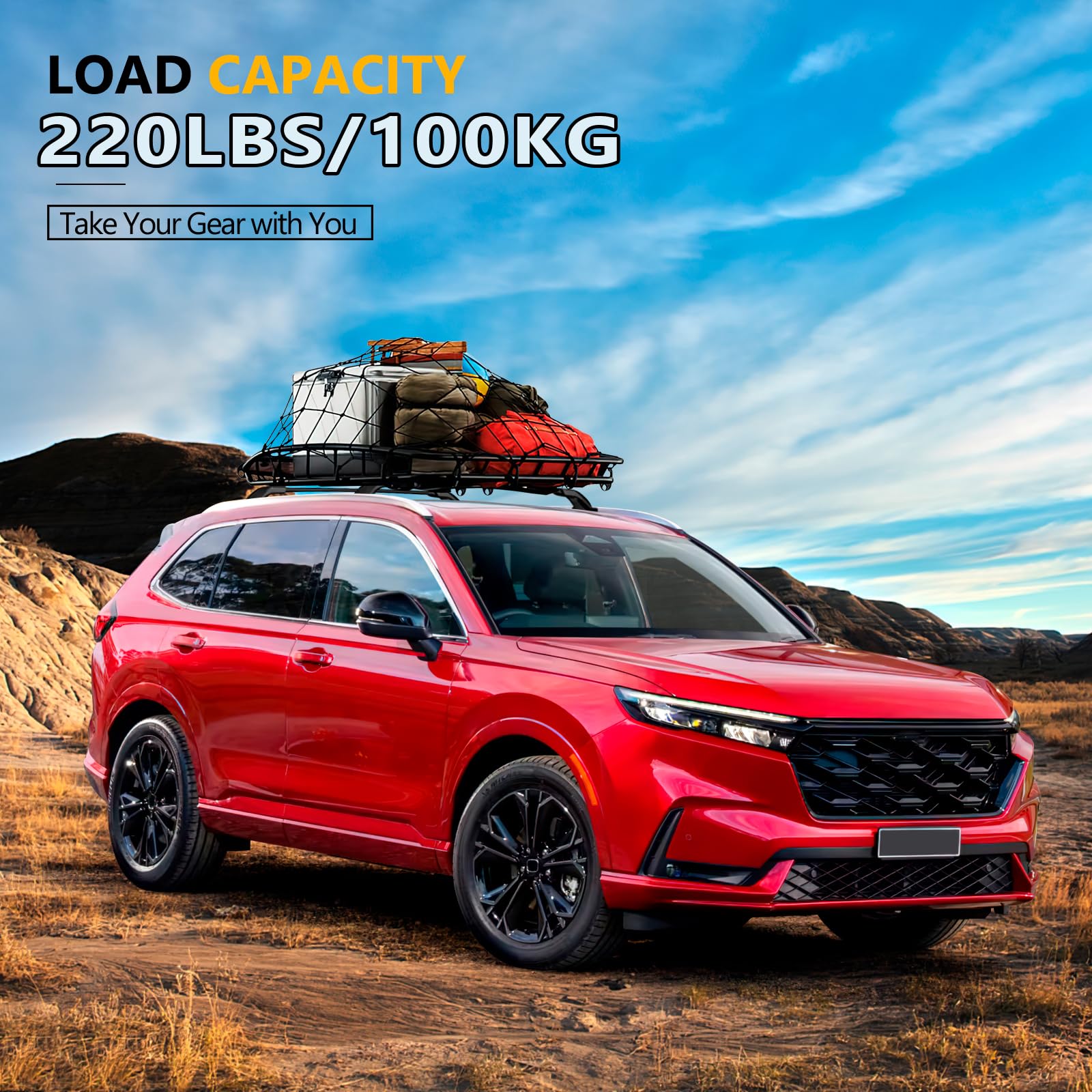 Heavy Duty 220lbs Aluminum Roof Rack Cross Bars for Honda CR-V 2023 2024 2025 | Universal Metal Roof Rail System for Snowboards, Skis, Canoes, Kayaks, Bikes & Cargo | Perfect for Road Trips, Camping & Outdoor Adventures