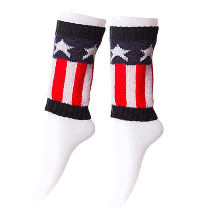 12 Pairs Patriotic American Flag Leg Warmers - Knitted Boot Toppers for Women & Girls - Perfect for 4th of July, Christmas, Sports Games & Winter Outfits