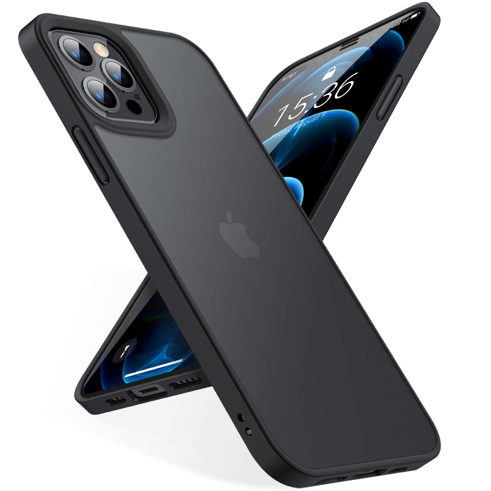 TORRAS Shockproof iPhone 12 Pro Max Case - Military Grade Drop Protection, Translucent Matte Phone Cover | Guardian Series (Black) - Perfect for Outdoor Adventures, Work & Daily Protection