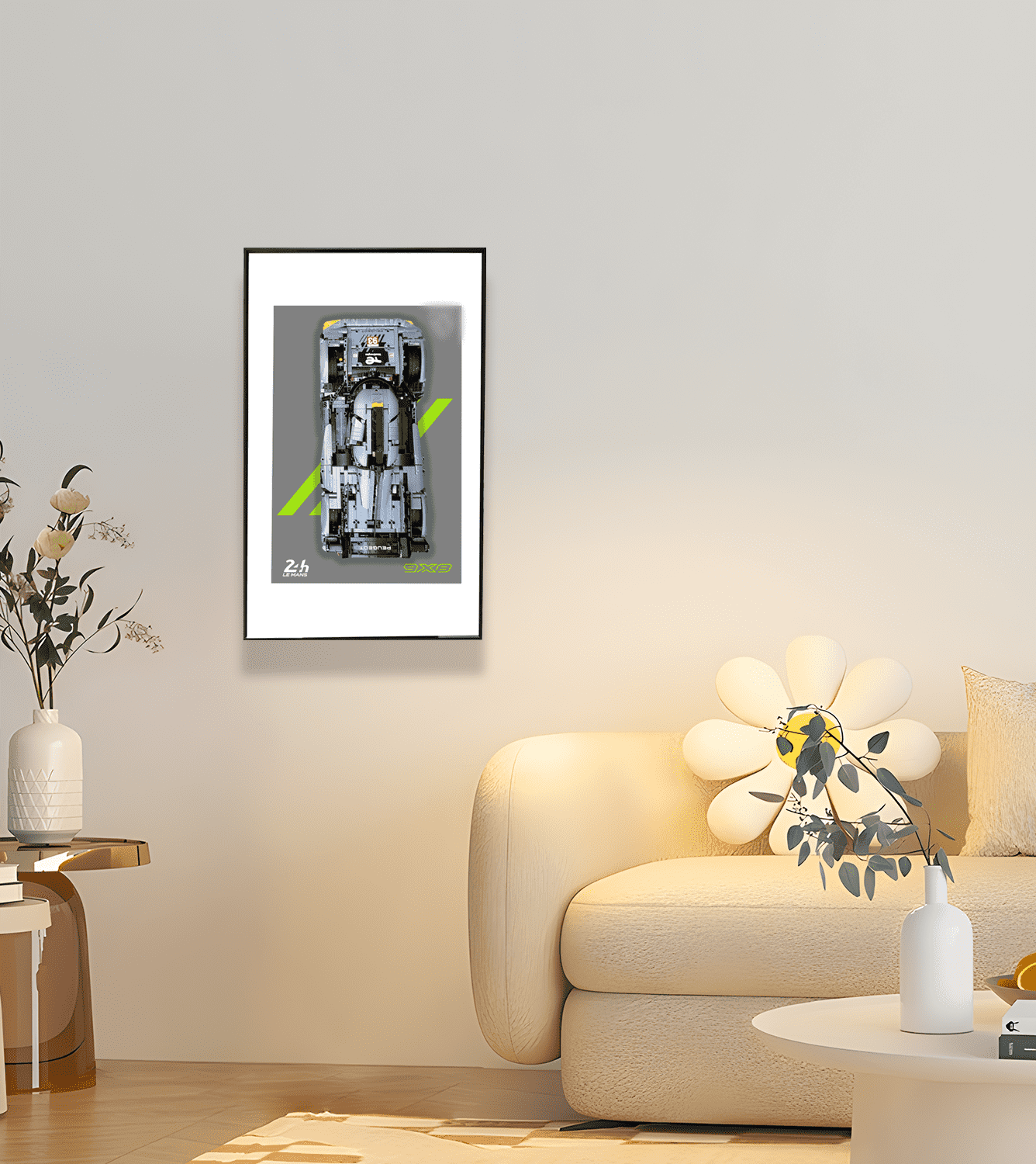 LEGO Technic PEUGEOT 9X8 24H Le Mans Hybrid Hypercar 42156 Wall Display Frame - Premium Showcase for LEGO Car Models, Perfect for Home Office Decor & Collector's Display