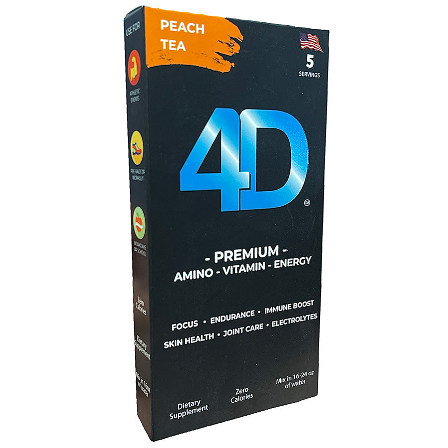 4D Amino Vitamin Energy Drink Mix Powder - 5 Pack for Workout, Sports & Focus | Sugar-Free Energy Booster with BCAAs & Electrolytes