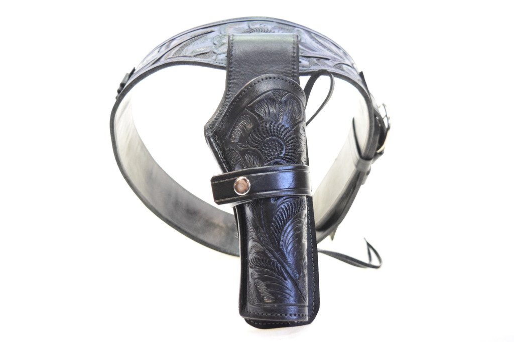 LEATHERTOWN USA® Genuine Leather Cowboy Western Style Gun Holster & Belt Rig for .44/.45 Cal - Single Drop Holster with Standard Short Barrel - Perfect for Cowboy Action Shooting, Reenactments & Western Wear