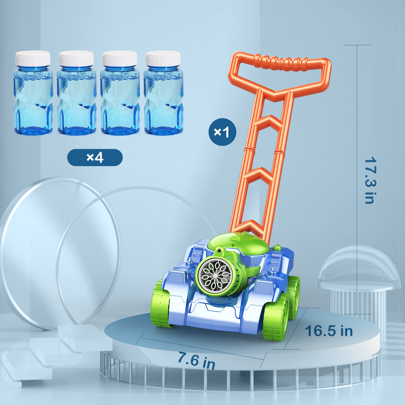 Best Bubble Lawn Mower for Kids & Toddlers - Automatic Push Toy for Outdoor Play, Summer Backyard Fun, Beach & Pool Activities - Perfect Birthday, Christmas Gift for Boys & Girls Ages 3-8 - Great for Parties, Weddings & Outdoor Adventures
