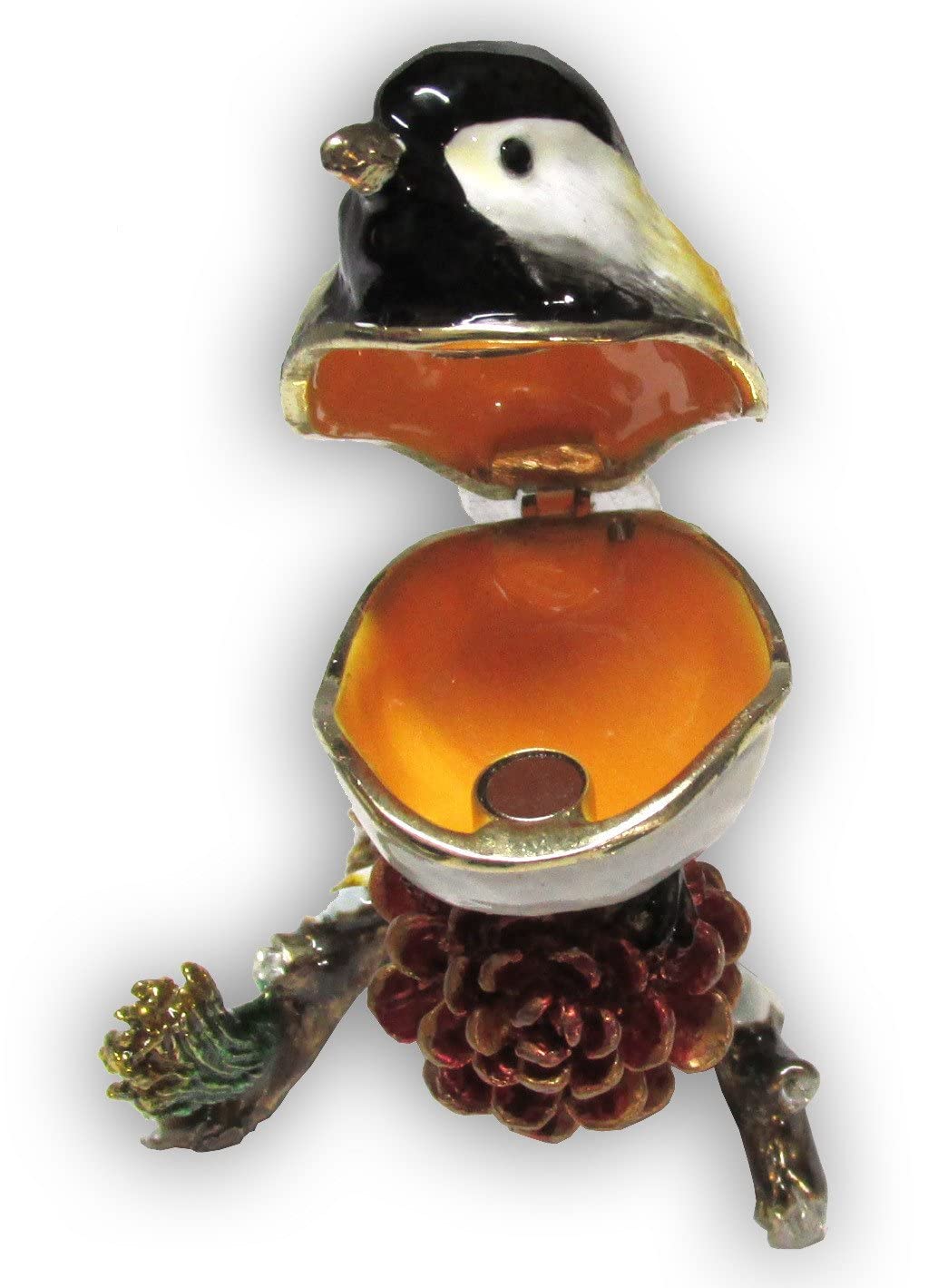 Elegant Chickadee Jeweled Trinket Box with Genuine Austrian Crystals - Perfect for Jewelry Storage, Gift Giving & Home Decor