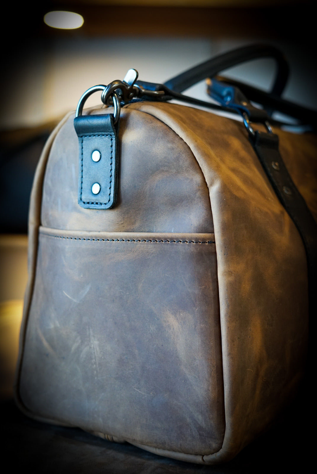 Premium Overnight Duffle Bag - Tobacco Brown with Flat Black Accents - Perfect for Travel, Gym & Weekend Getaways