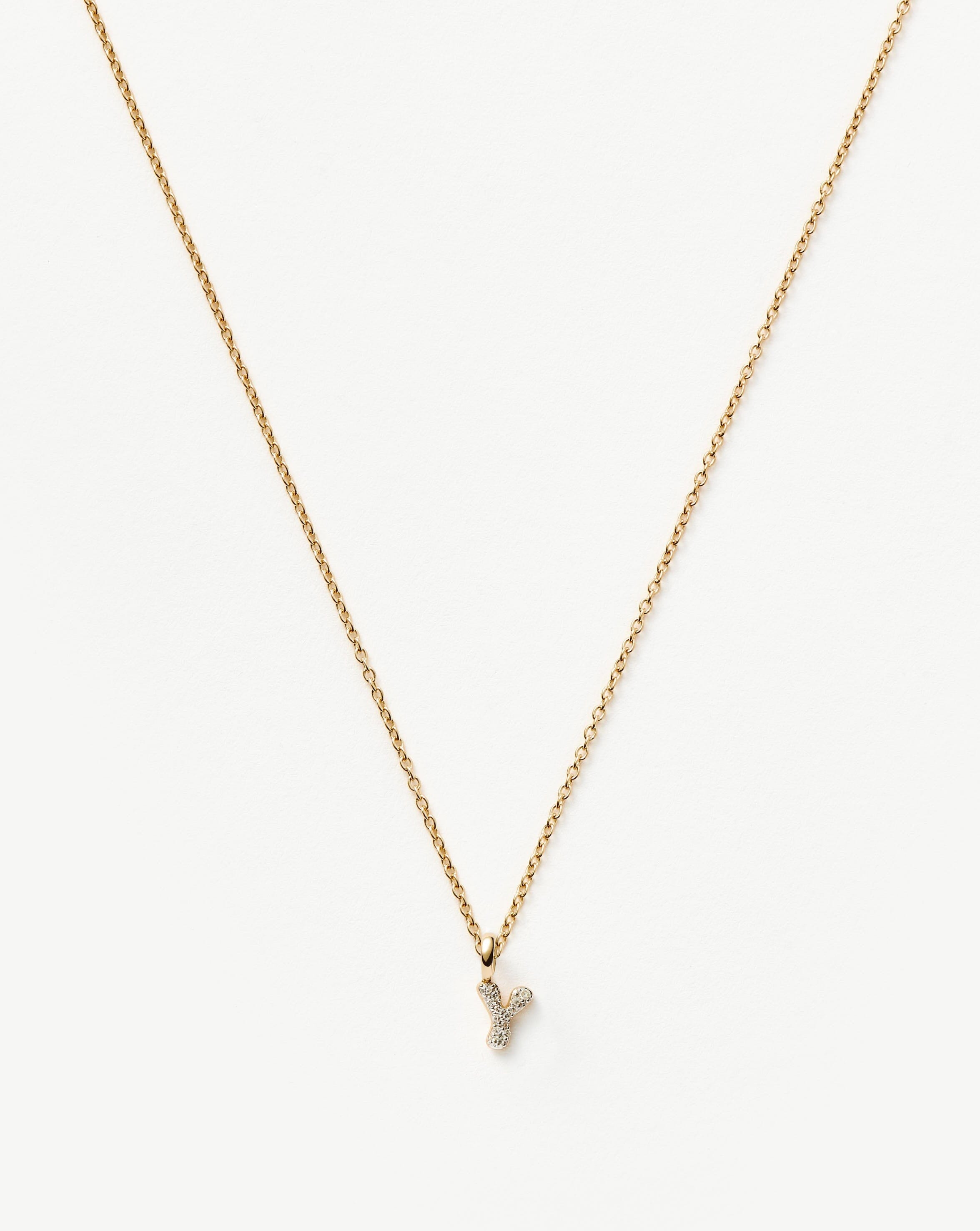 14K Solid Yellow Gold Plated Diamond Initial Mini Pendant Necklace - Personalized Letter Y | Elegant Jewelry Gift for Women, Perfect for Birthdays, Anniversaries & Special Occasions
