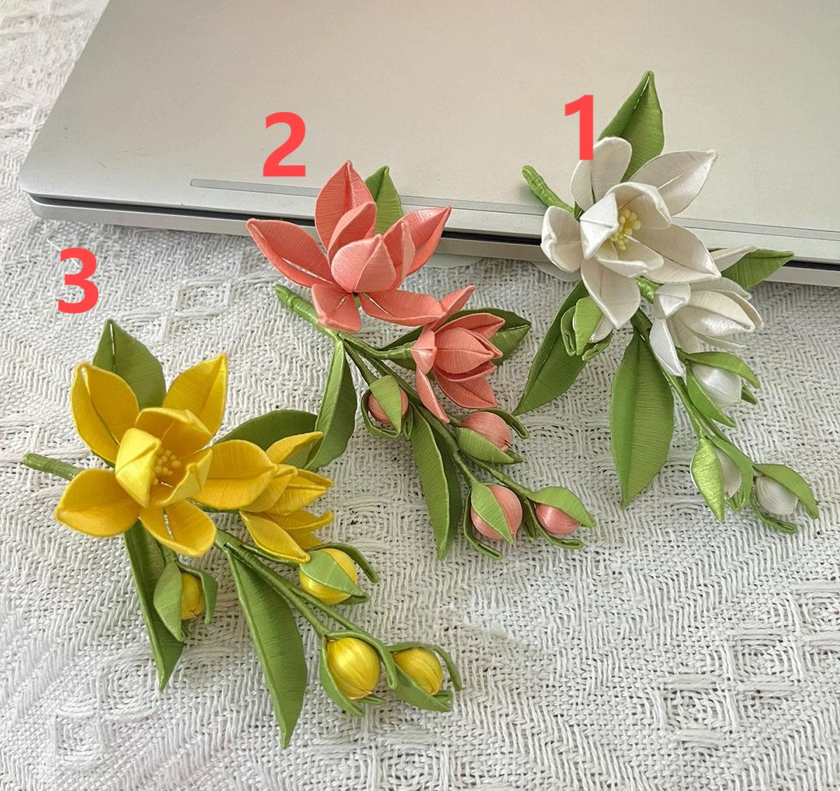 Elegant Handmade Jasmine Silk Brooch - Floral Pin for Women's Fashion Accessories | Perfect for Weddings, Parties & Special Occasions